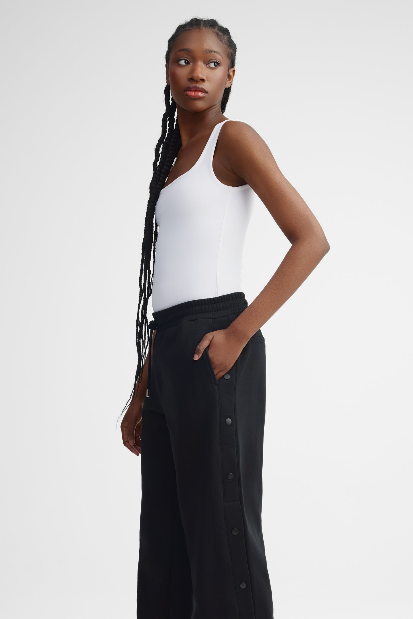 Pantalon jogger jambe droite - Femme && NOIR
