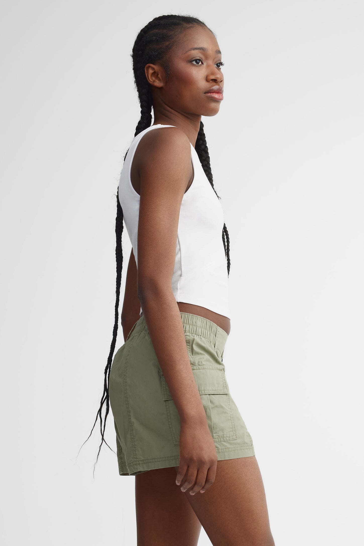 Short cargo coton - Femme && KAKI