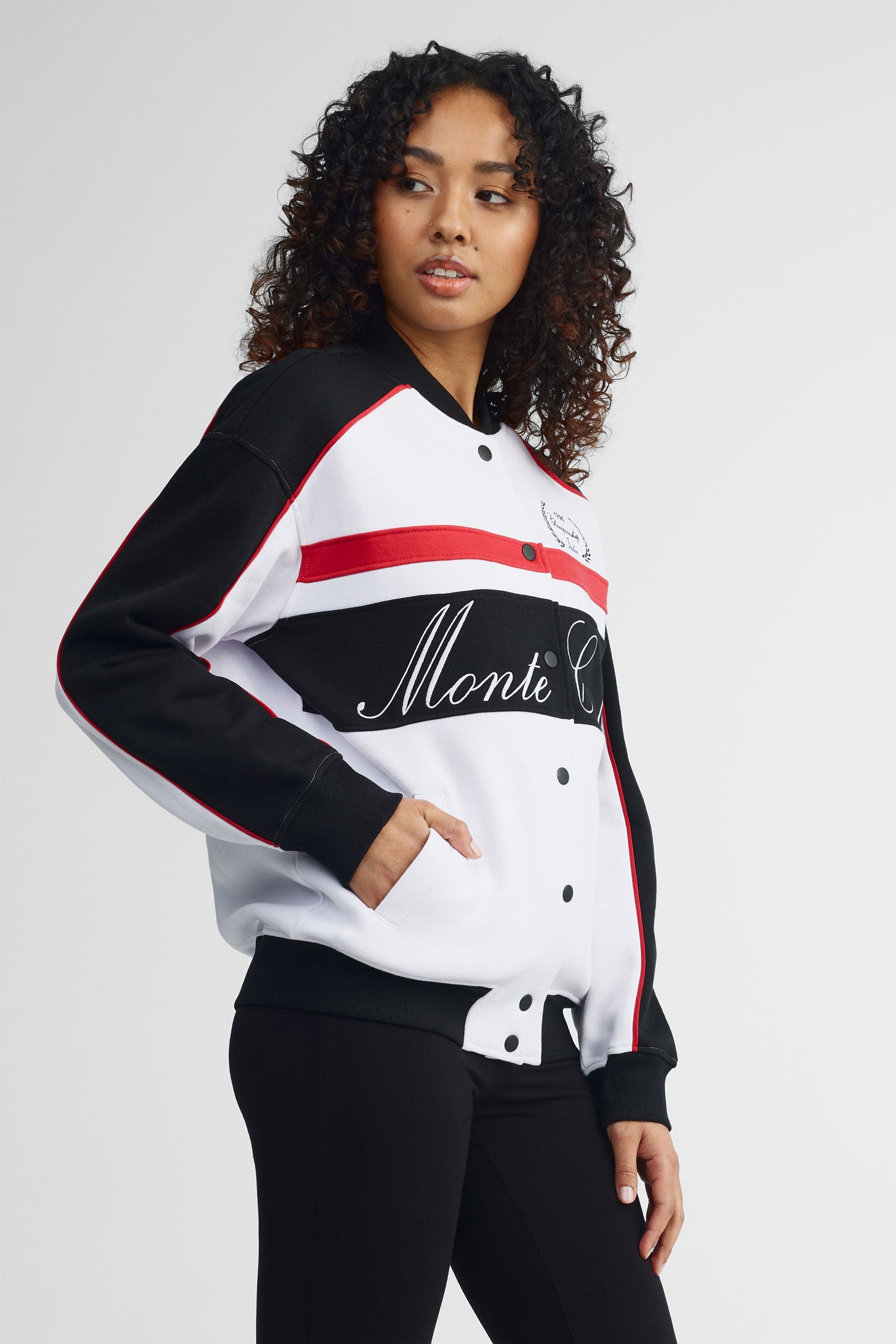 Veste bomber surdimensionnée course - Femme && BLANC MULTI