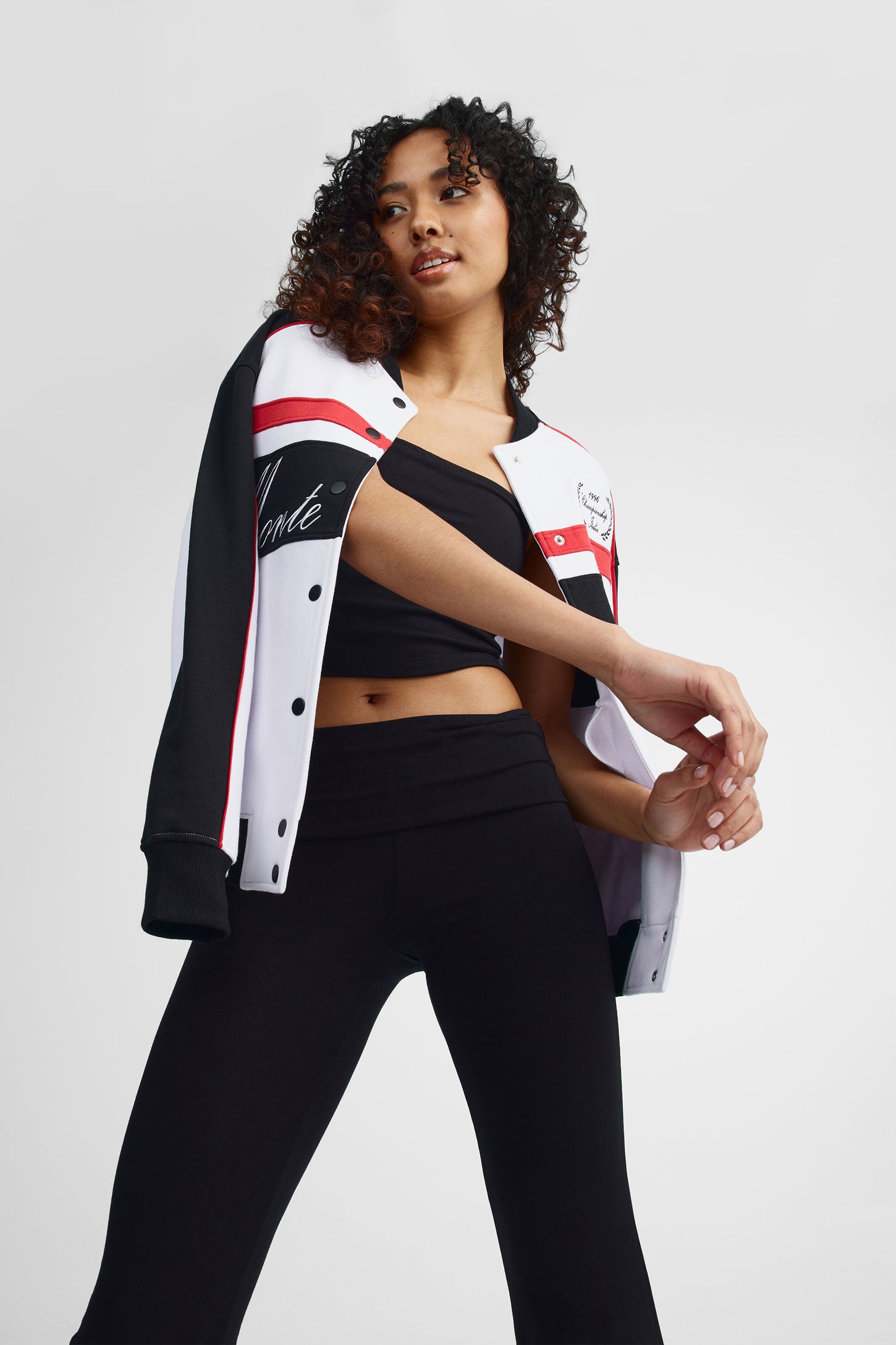 Veste bomber surdimensionnée course - Femme && BLANC MULTI