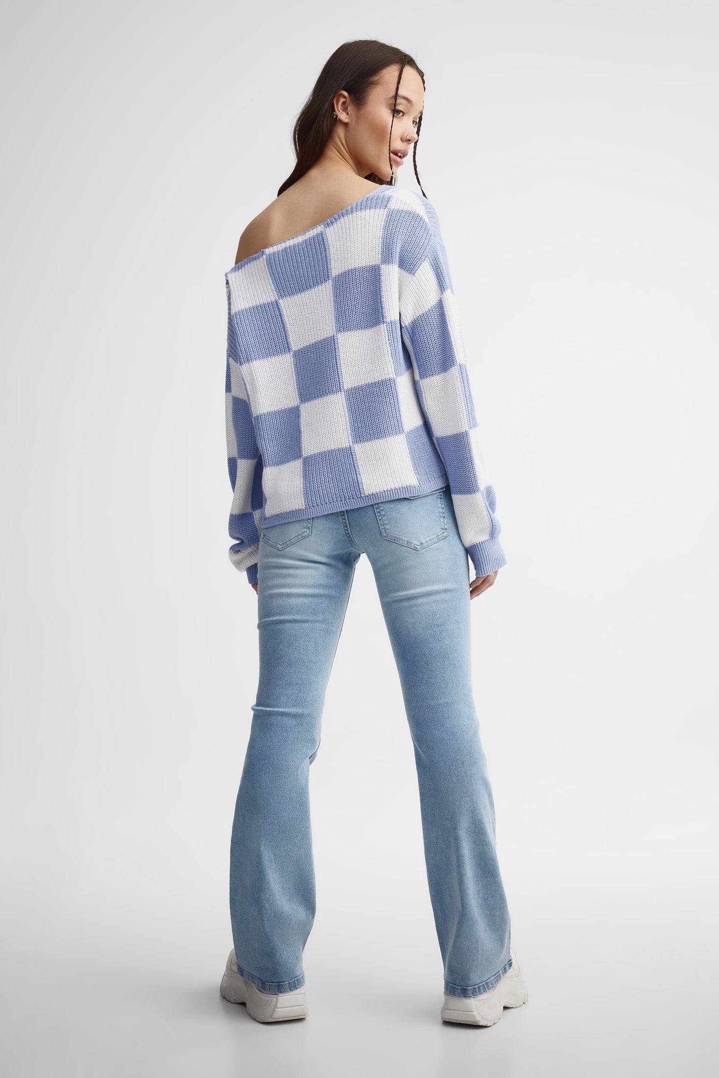 Chandail tricot à motifs - Femme && BLEU MULTI