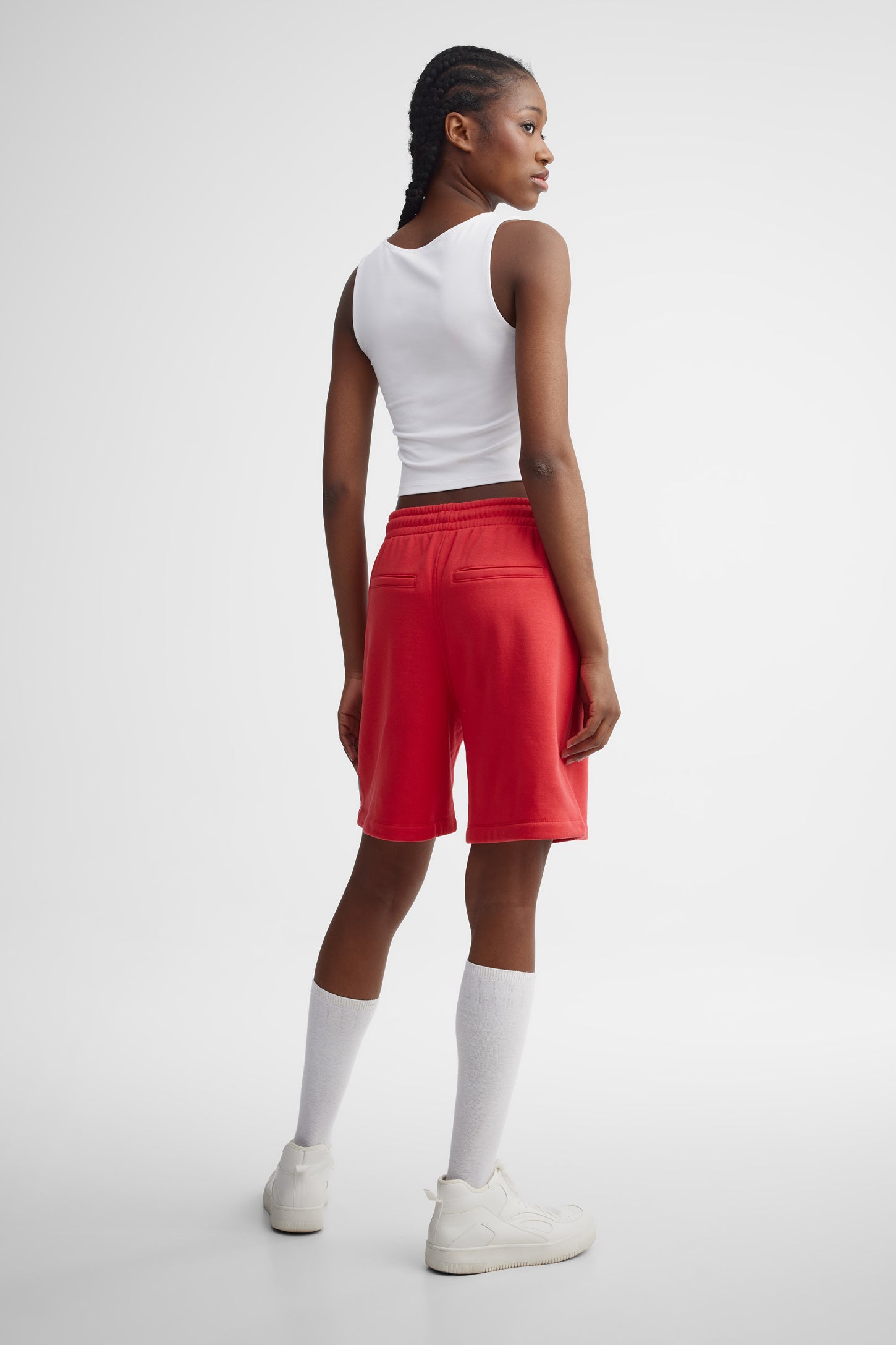 Bermuda coton ouaté - Femme && ROUGE