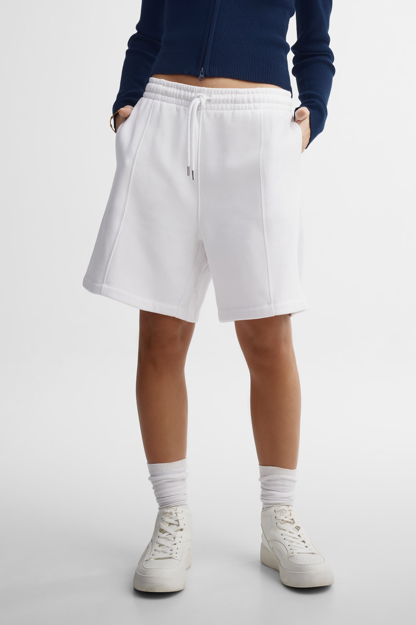 Bermuda coton ouaté - Femme && BLANC