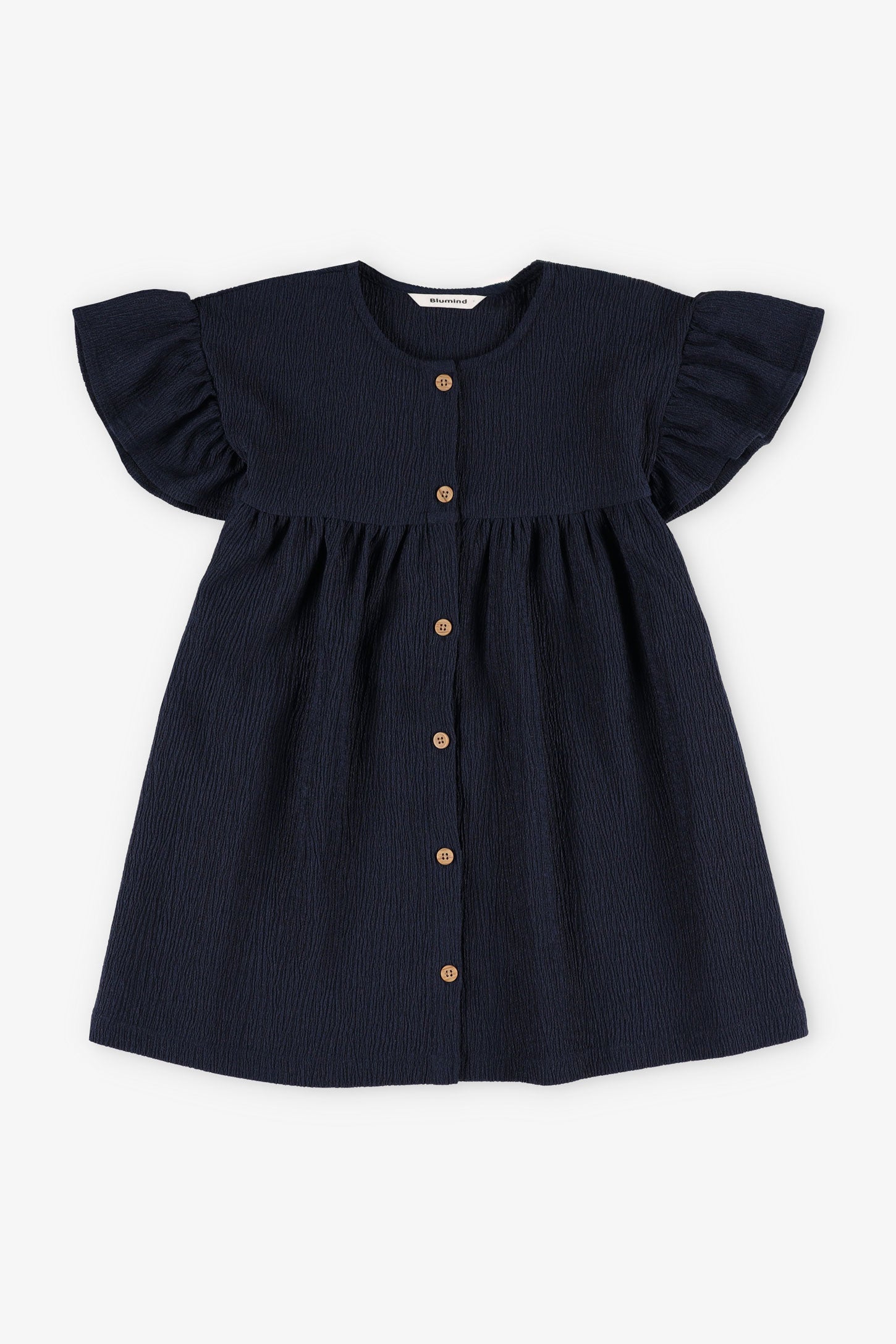 Robe manches courtes à volants - Enfant fille && BLEU MARINE