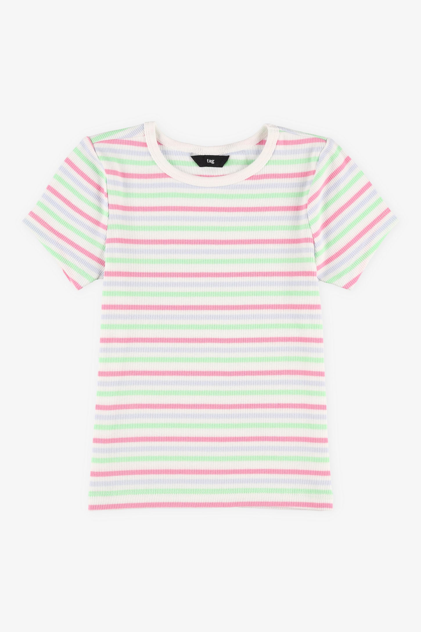 T-shirt côtelé en coton - Enfant fille && ROSE MULTI