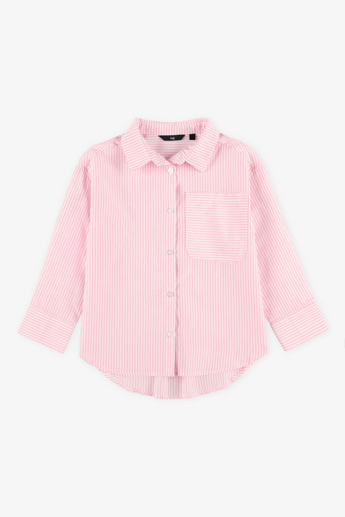 Chemisier oxford en coton - Enfant fille && ROSE MULTI
