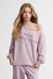 Chandail épaules dénudées coton ouaté - Ado fille && MAUVE