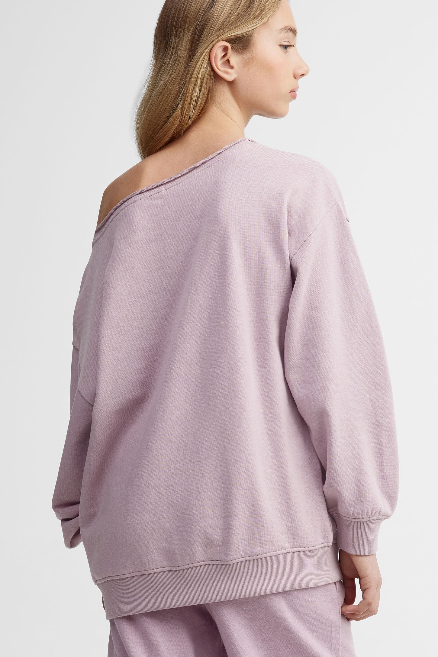 Chandail épaules dénudées coton ouaté - Ado fille && MAUVE
