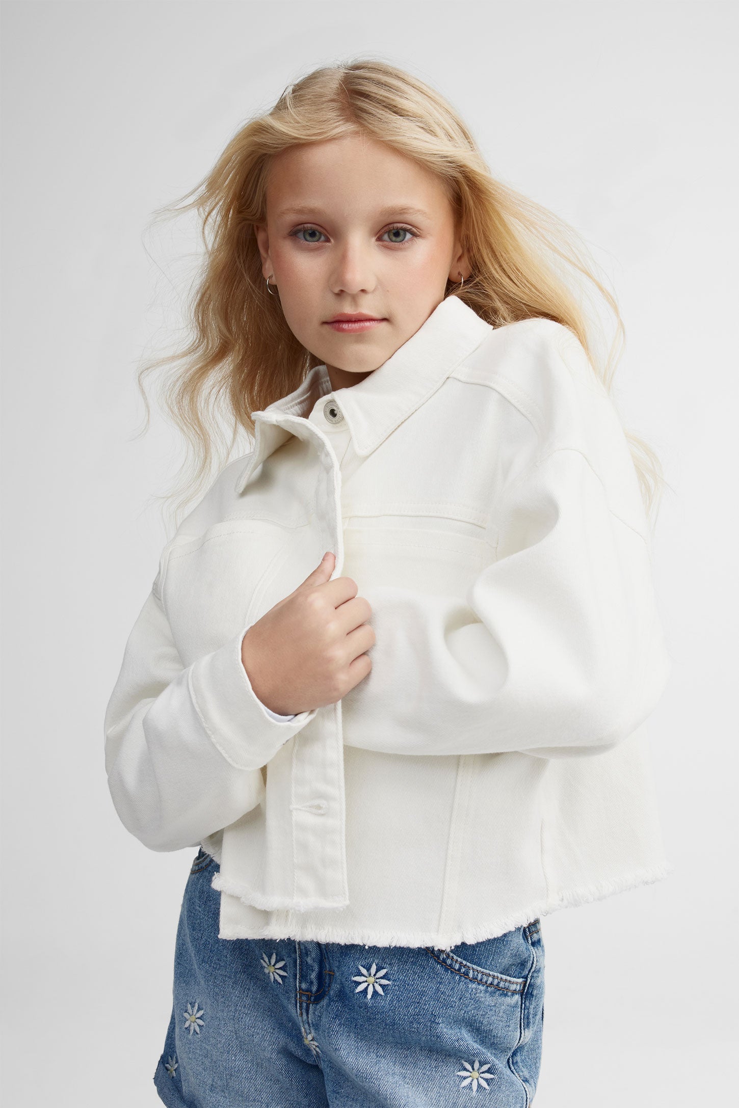 Veste en jeans - Ado fille && BLANC
