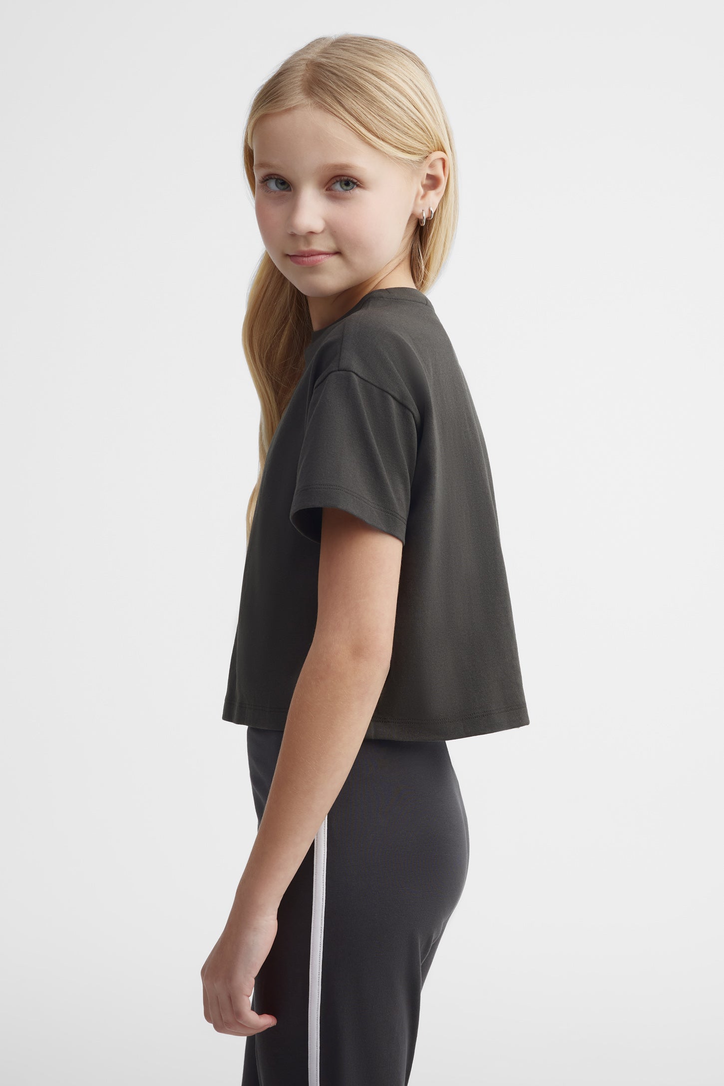 T-shirt écourté coton - Ado fille && NOIR