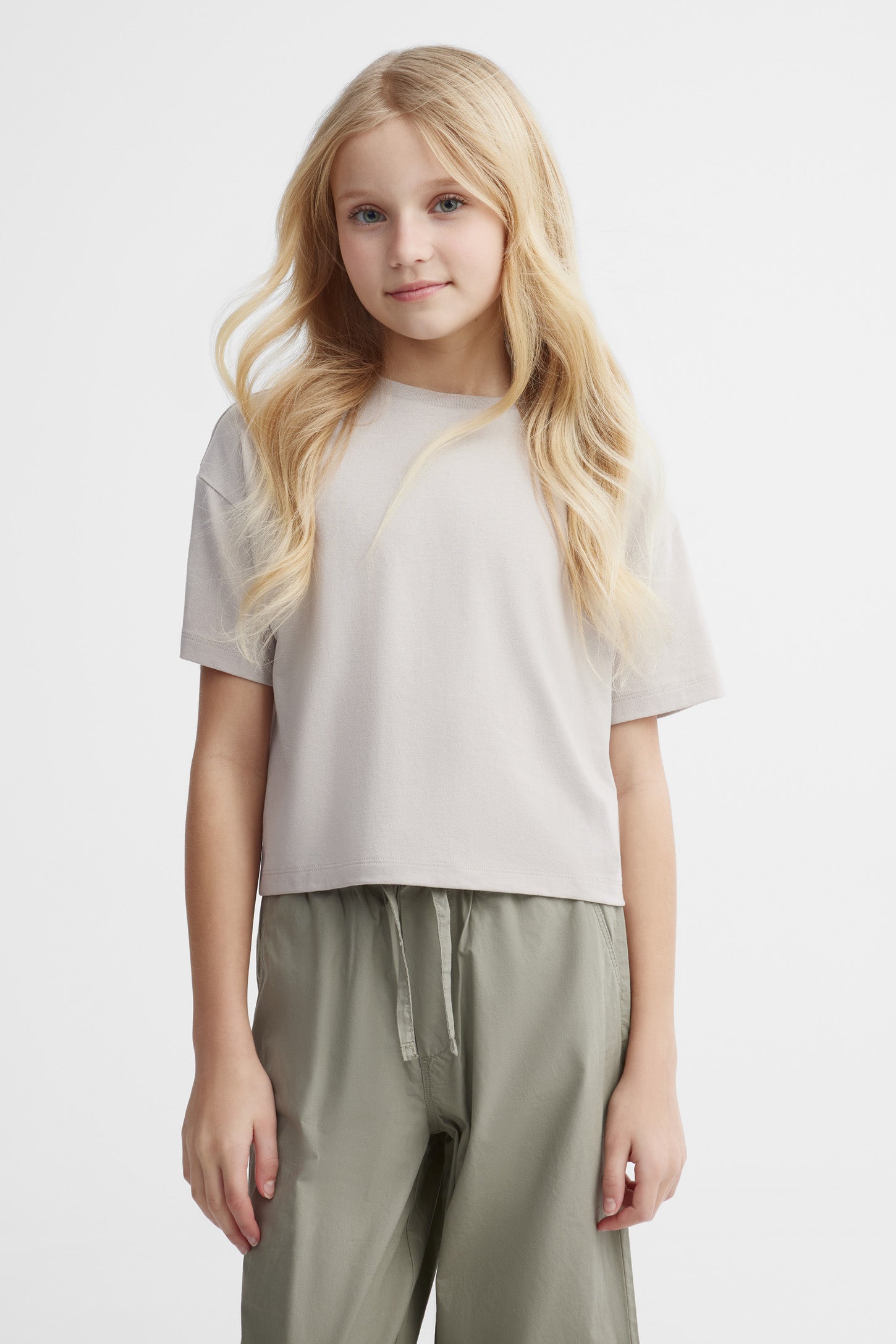 T-shirt écourté coton - Ado fille && BRUN