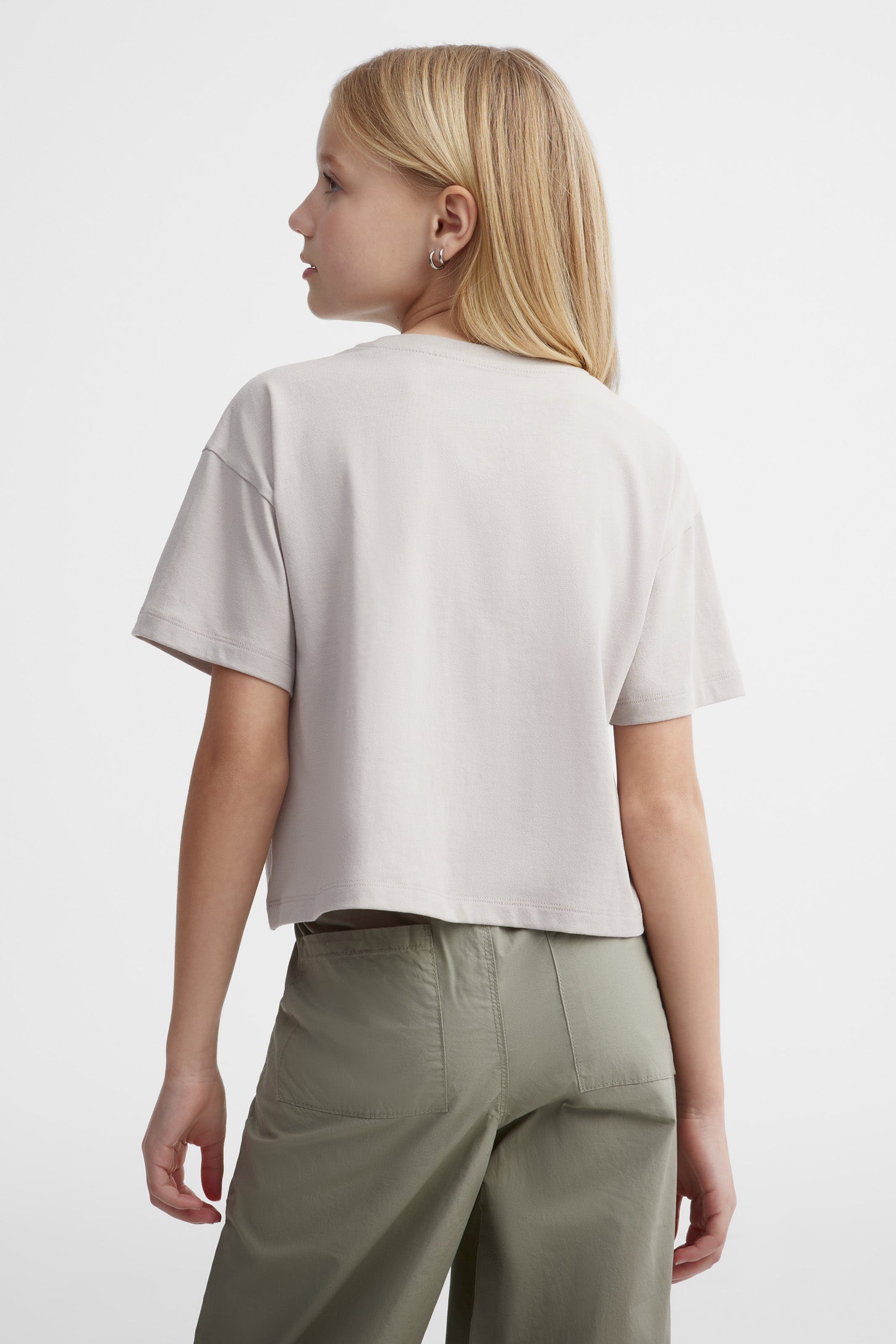 T-shirt écourté coton - Ado fille && BRUN