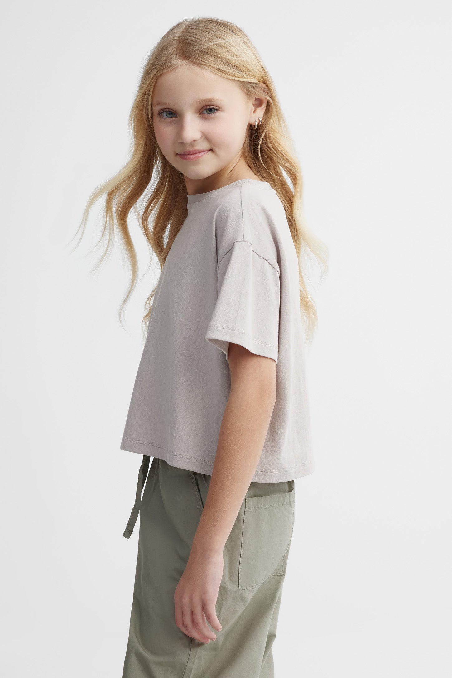 T-shirt écourté coton - Ado fille && BRUN