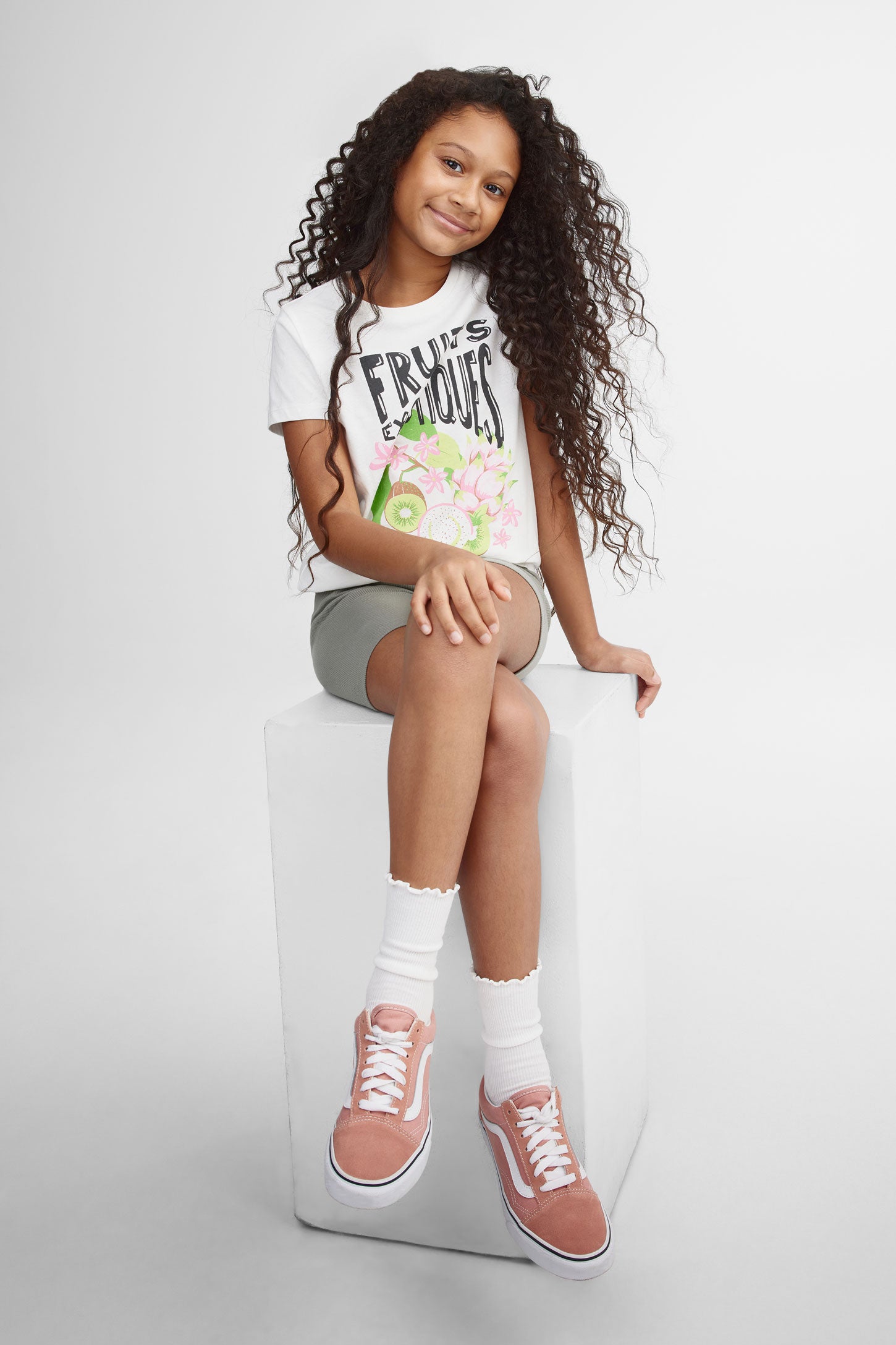 T-shirt imprimé en coton, 2/25$ - Ado fille && BLANC