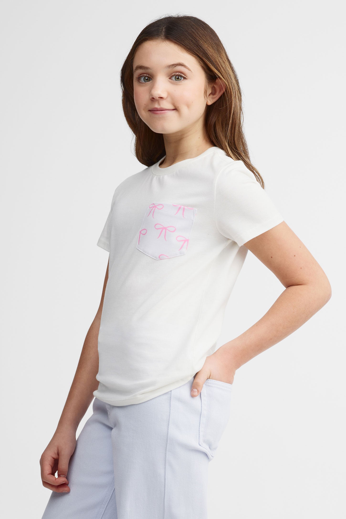 T-shirt à poche en coton, 2/25$ - Ado fille && BLANC