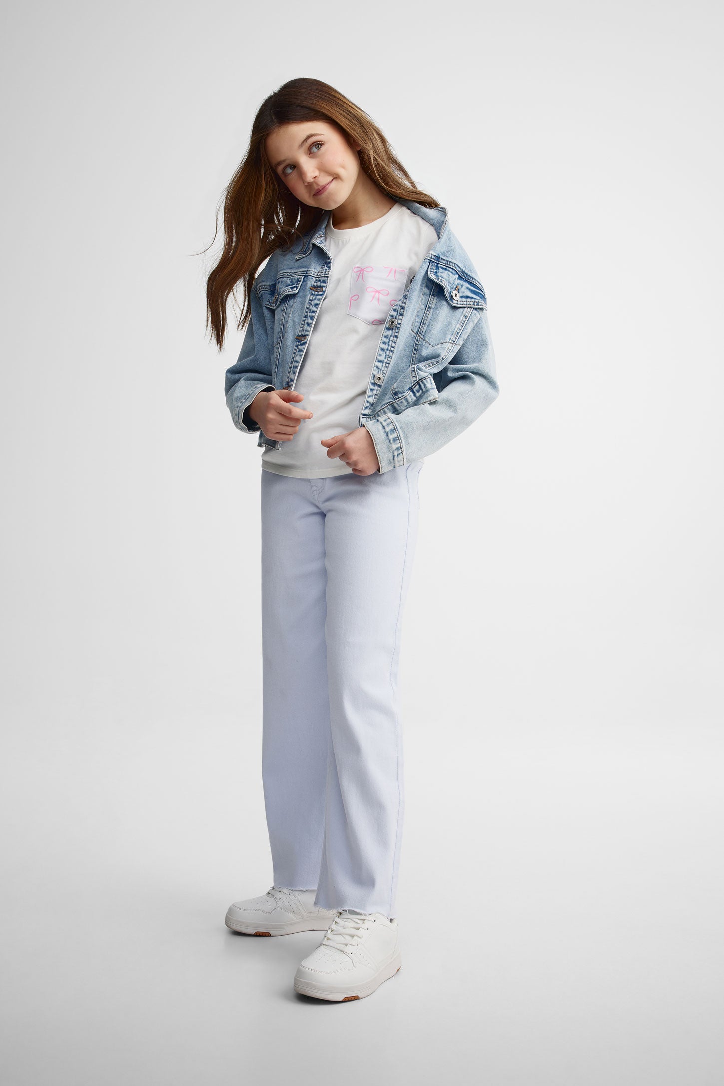 T-shirt à poche en coton, 2/25$ - Ado fille && BLANC