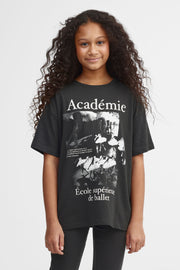 T-shirt surdimensionné col rond coton, 2/25$ - Ado fille && NOIR