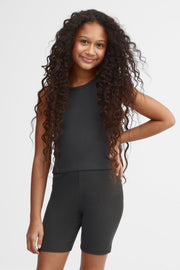 Camisole côtelée coton - Ado fille && NOIR