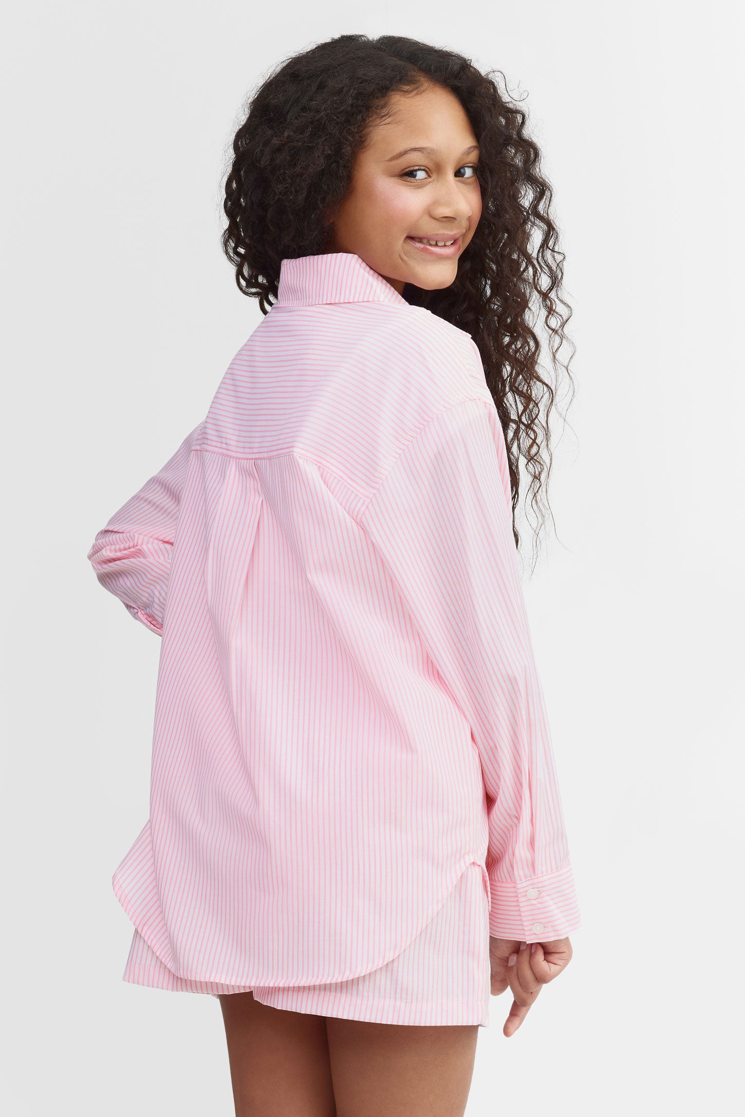 Chemise rayée en coton - Ado fille && ROSE MULTI