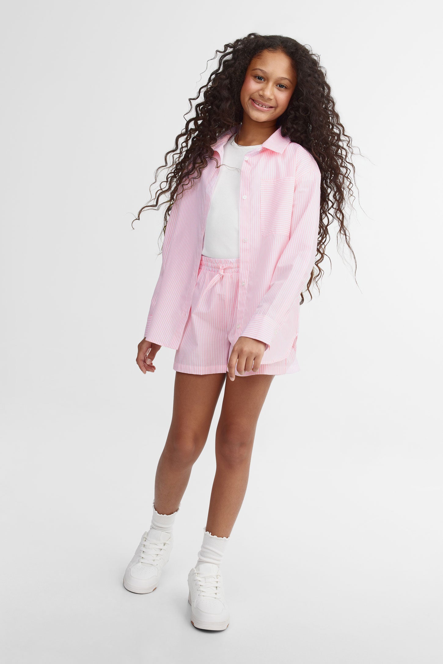 Chemise rayée en coton - Ado fille && ROSE MULTI