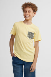 T-shirt col rond à poche coton, 2/25$ - Ado garçon && JAUNE