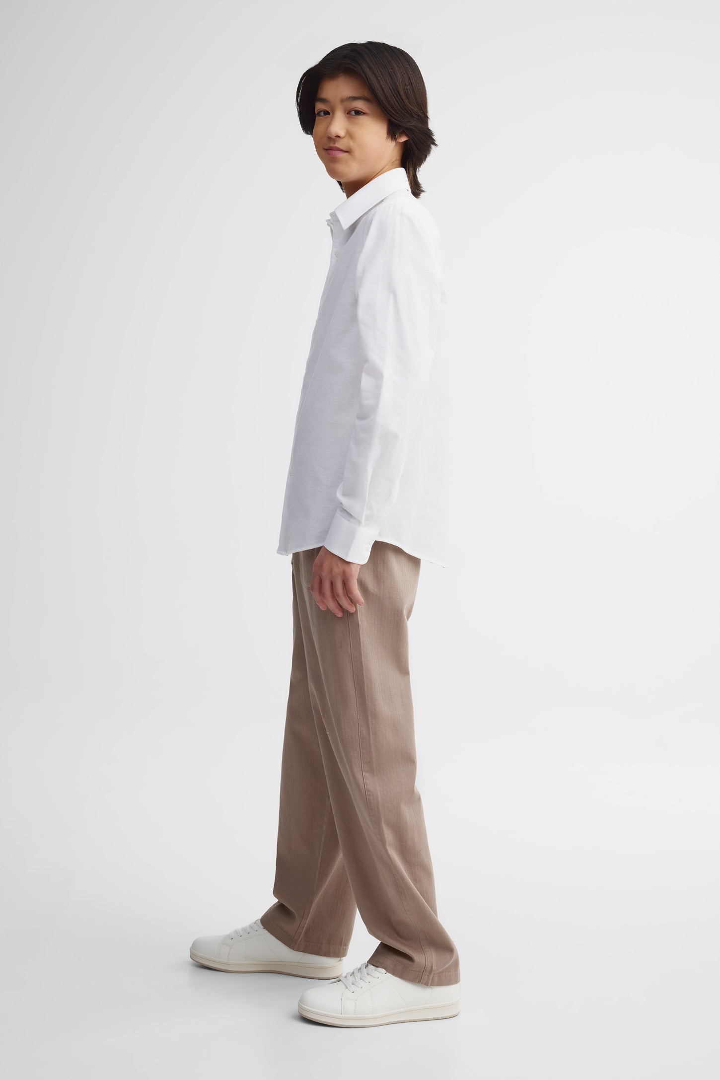 Chemise manches longues extensible - Ado garçon && BLANC