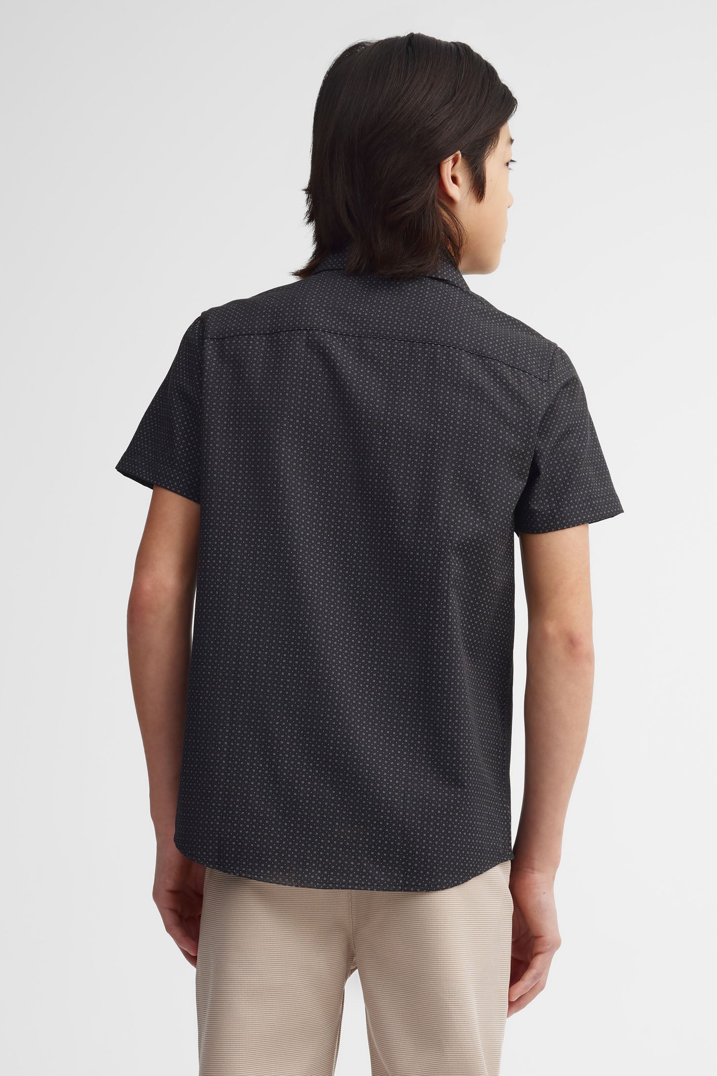 Chemise manches courtes imprimée coton - Ado garçon && NOIR