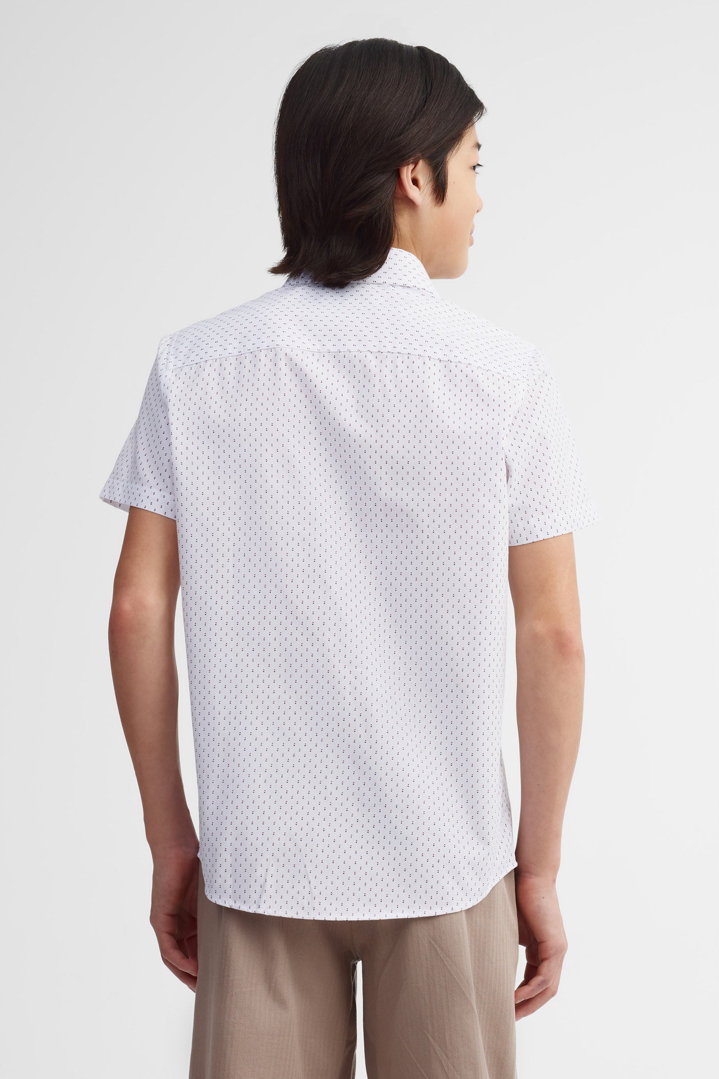 Chemise manches courtes imprimée coton - Ado garçon && BLANC