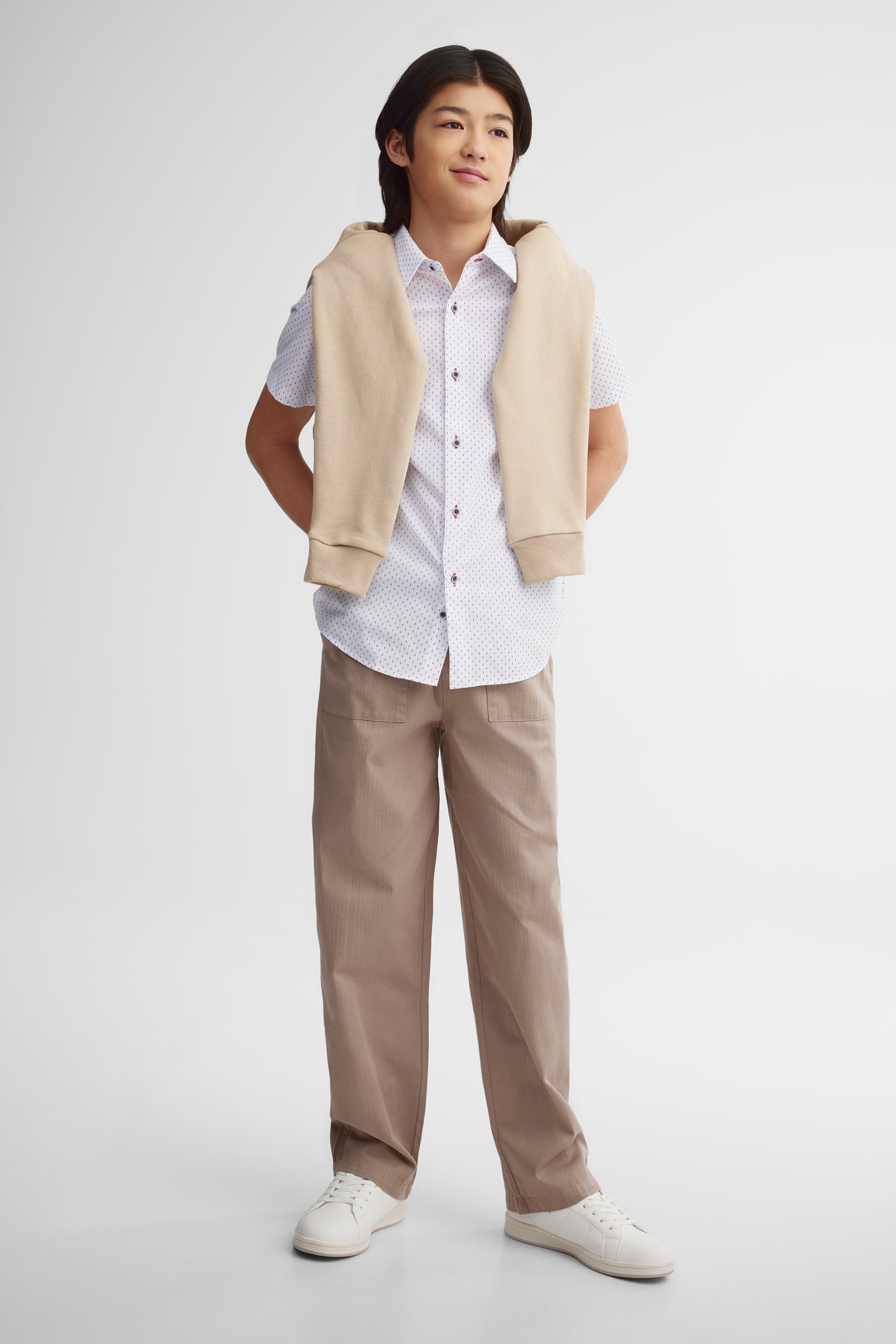 Chemise manches courtes imprimée coton - Ado garçon && BLANC
