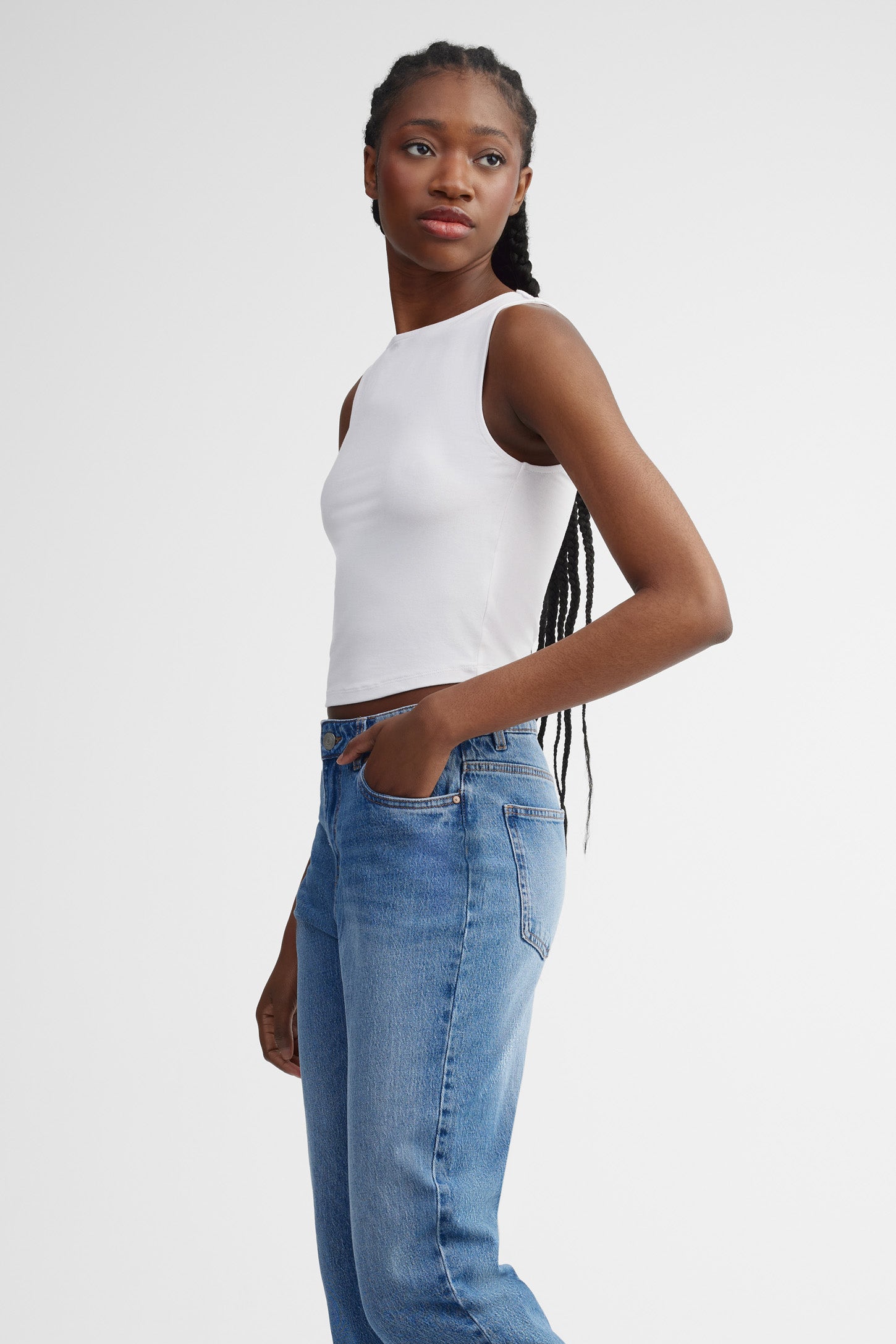 Jeans coupe ''Mom'' - Femme && DENIM MOYEN