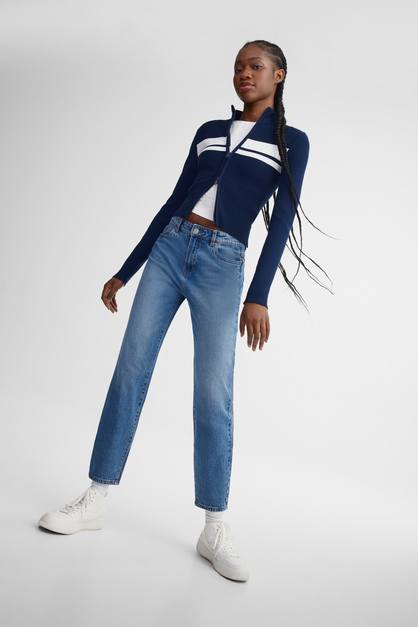 Jeans coupe ''Mom'' - Femme && DENIM MOYEN