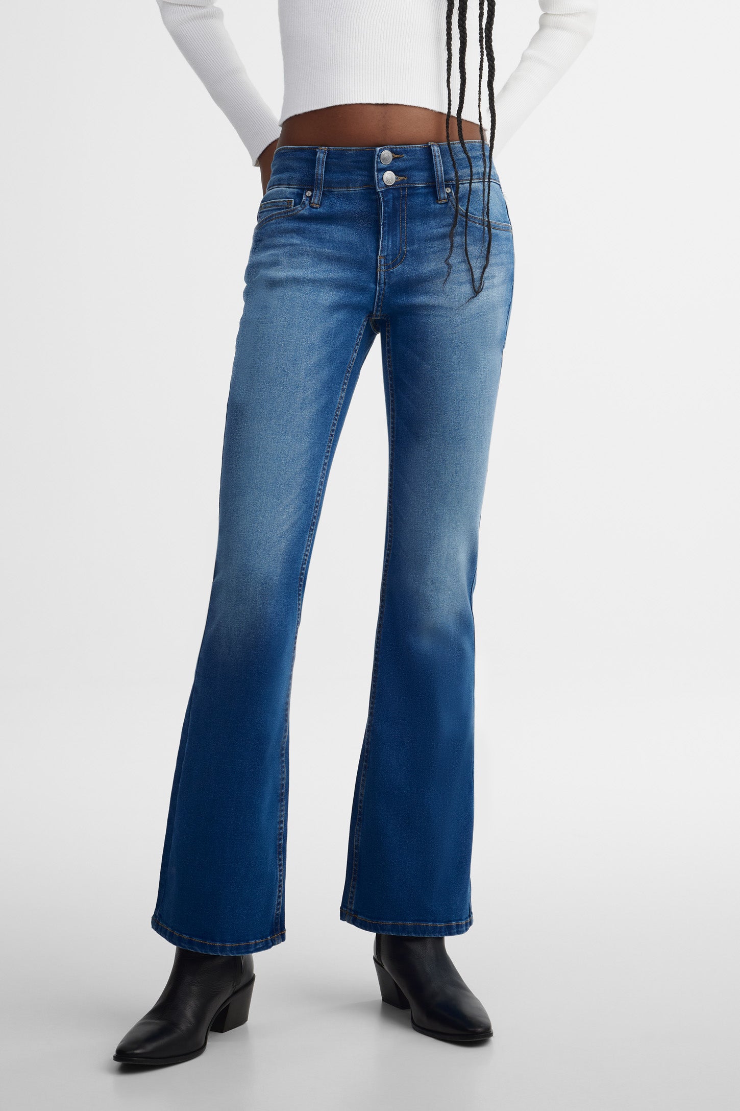Jeans jambe évasée - Femme && DENIM FONCE