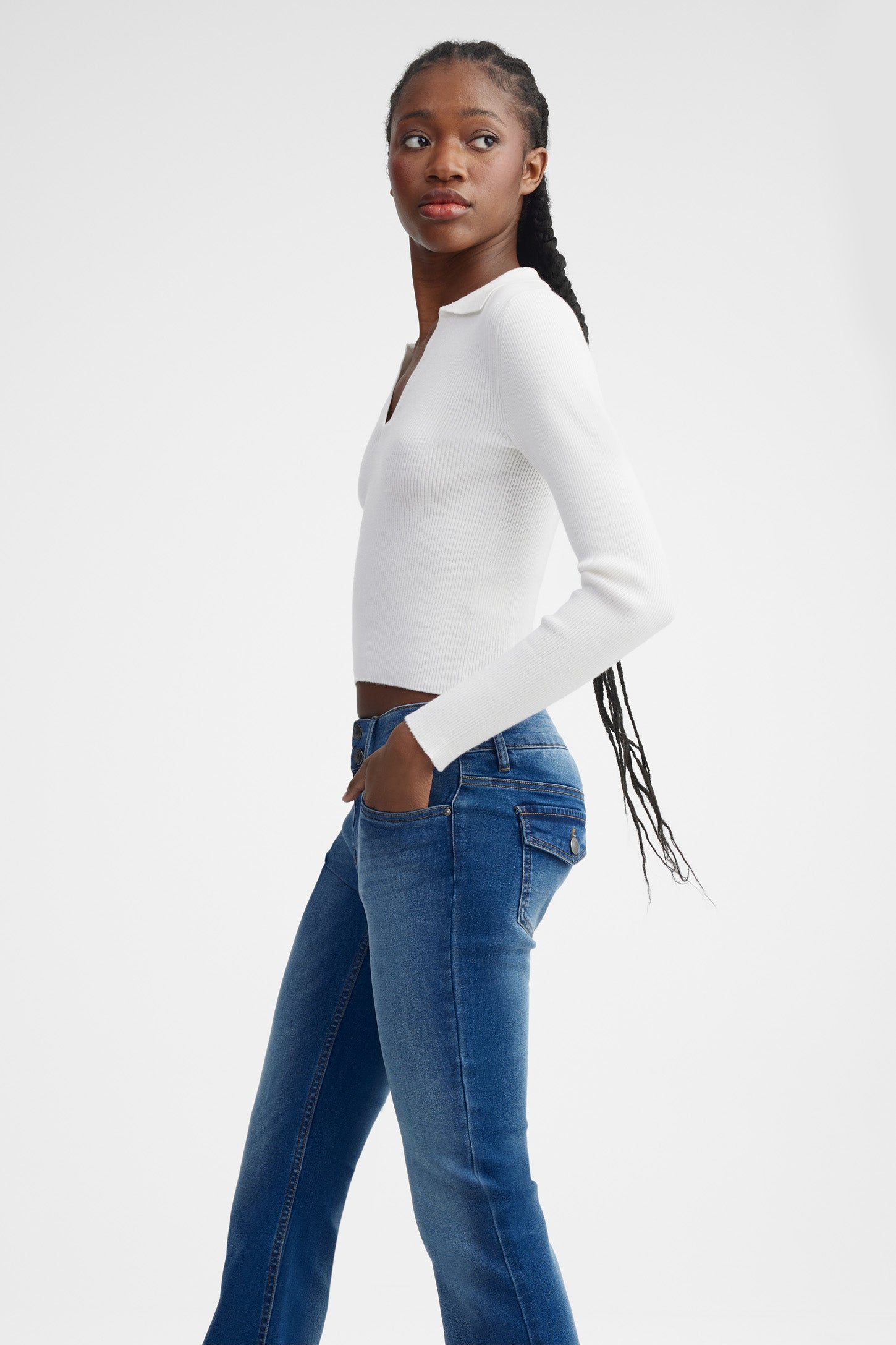 Jeans jambe évasée - Femme && DENIM FONCE