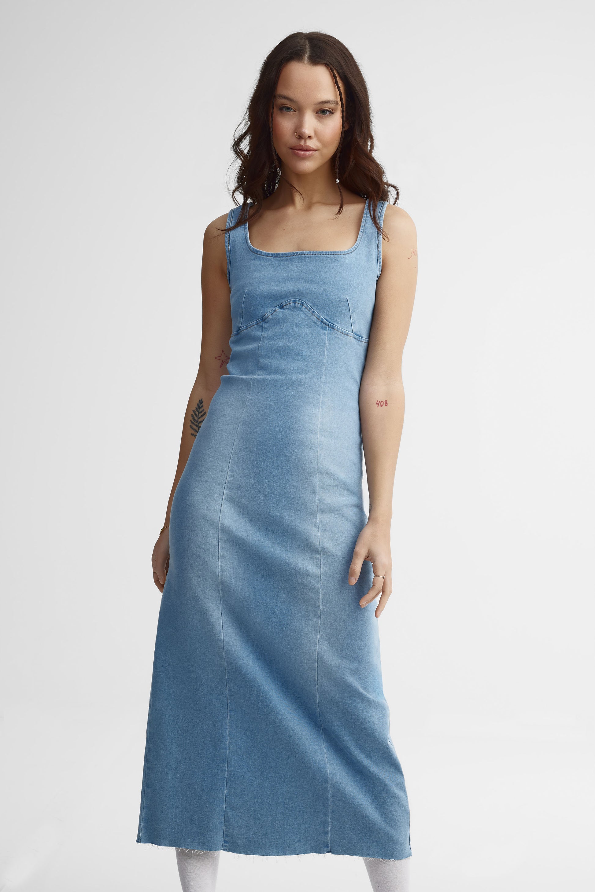 Robe midi en jeans - Femme && DENIM MOYEN