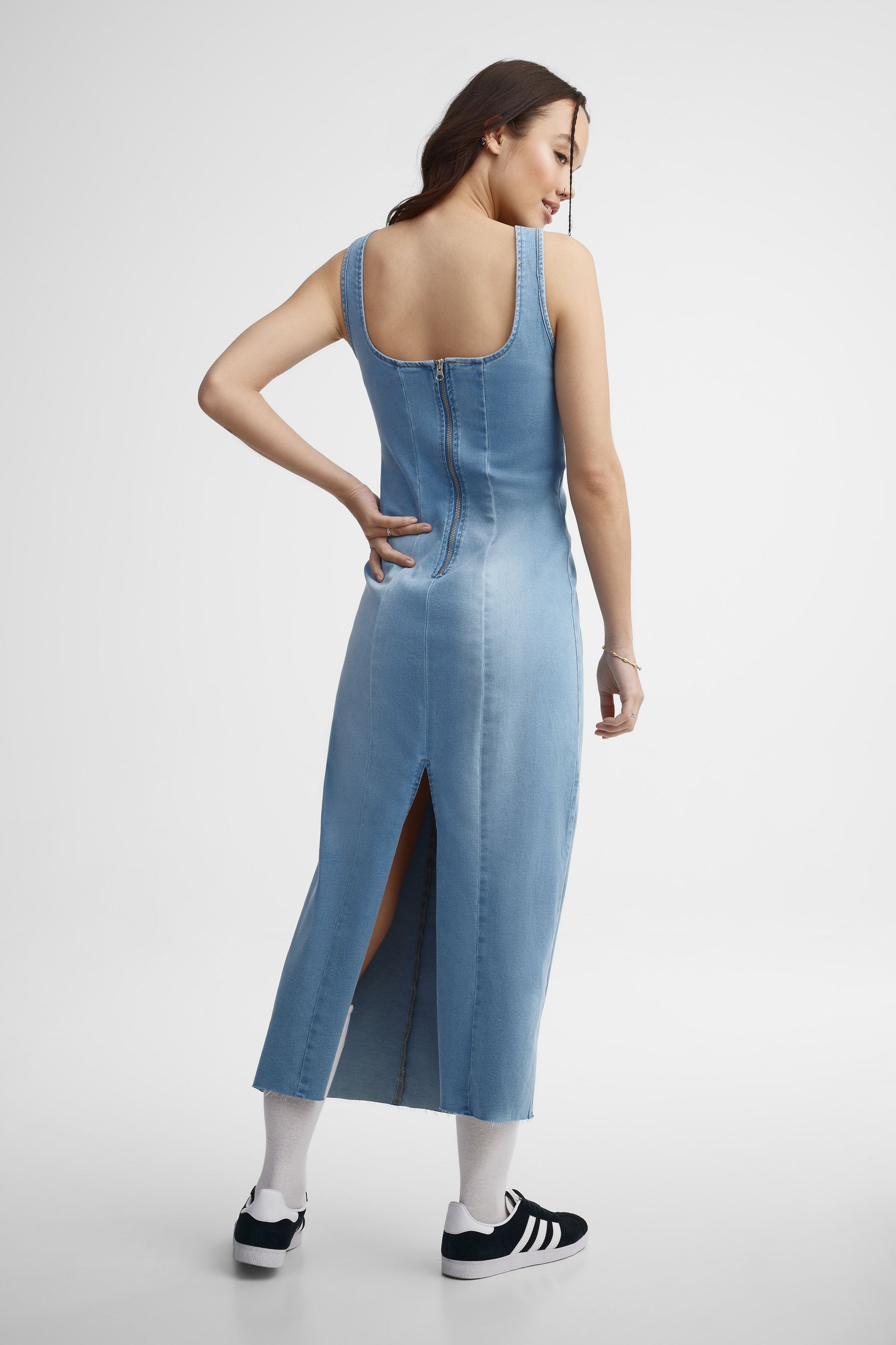 Robe midi en jeans - Femme && DENIM MOYEN