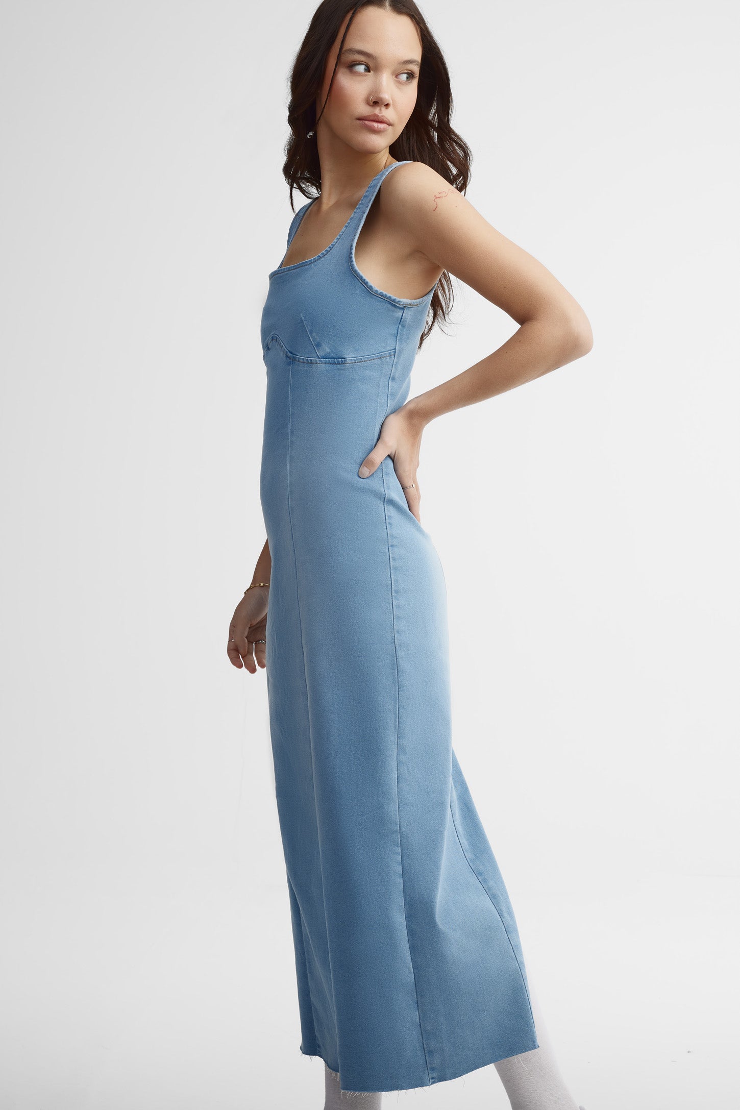 Robe midi en jeans - Femme && DENIM MOYEN