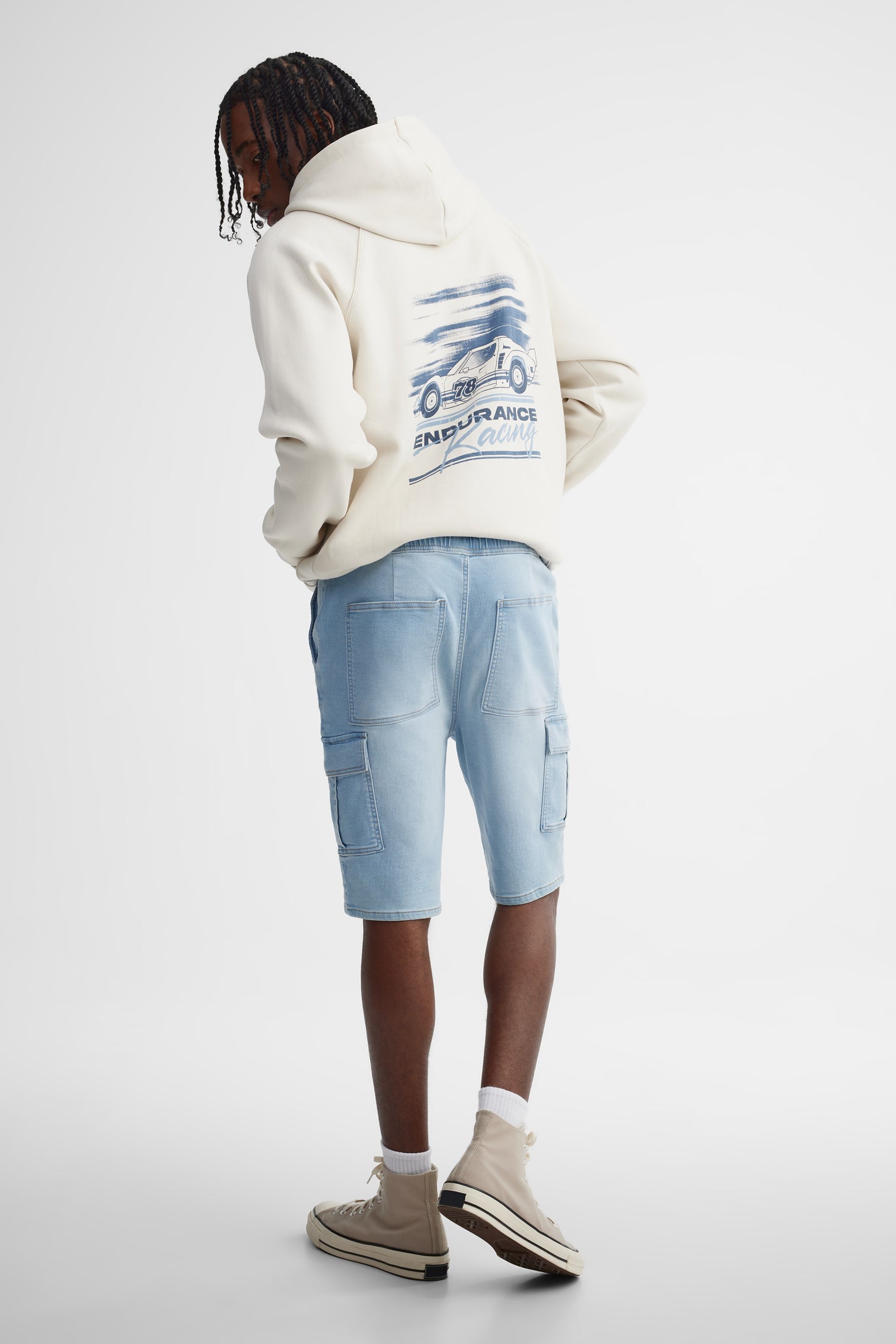 Short cargo en jeans - Homme && BLEU PALE