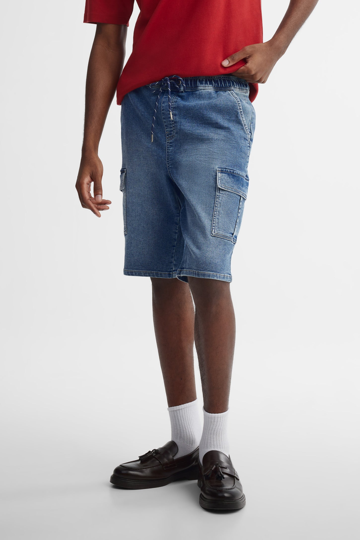 Short cargo en jeans - Homme && BLEU