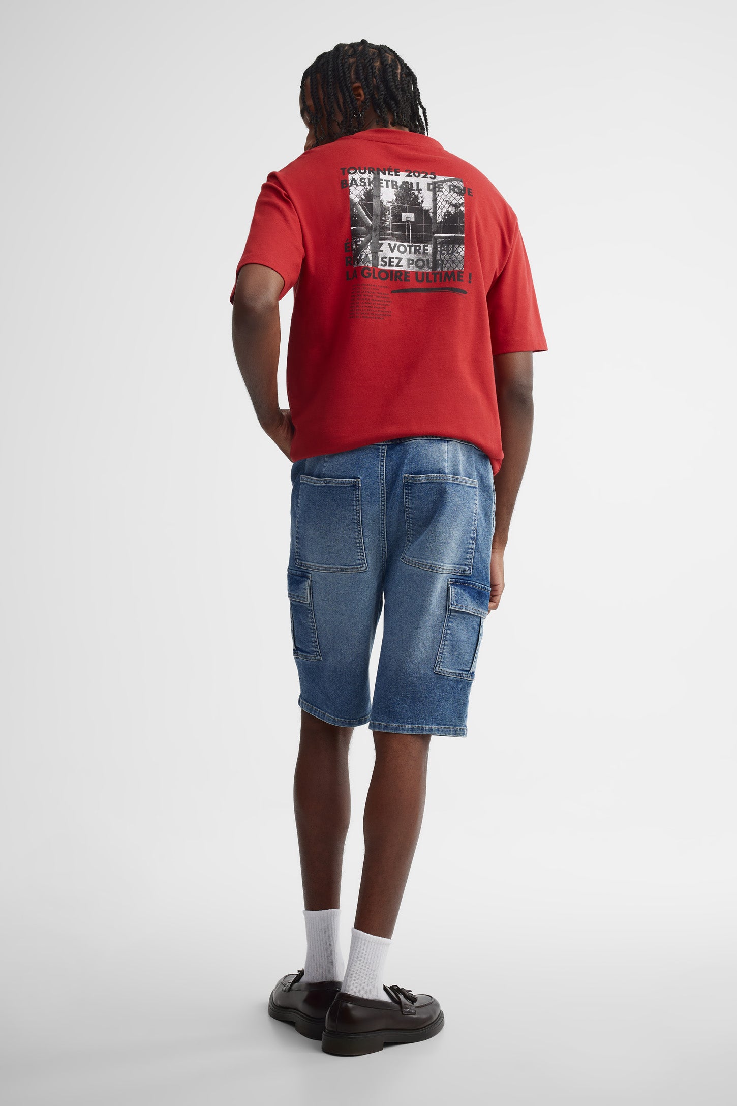 Short cargo en jeans - Homme && BLEU