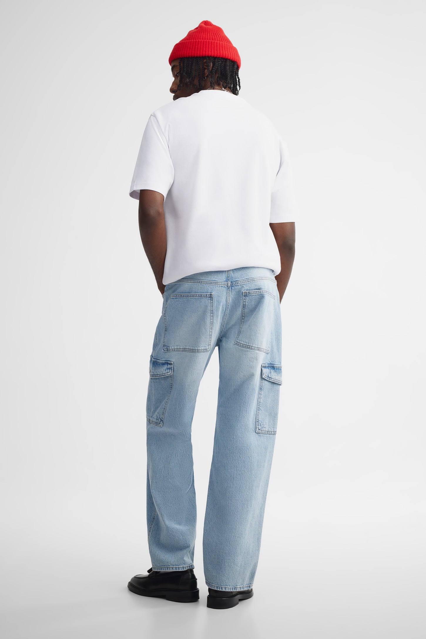 Jeans ''skater'' cargo - Homme && BLEU PALE