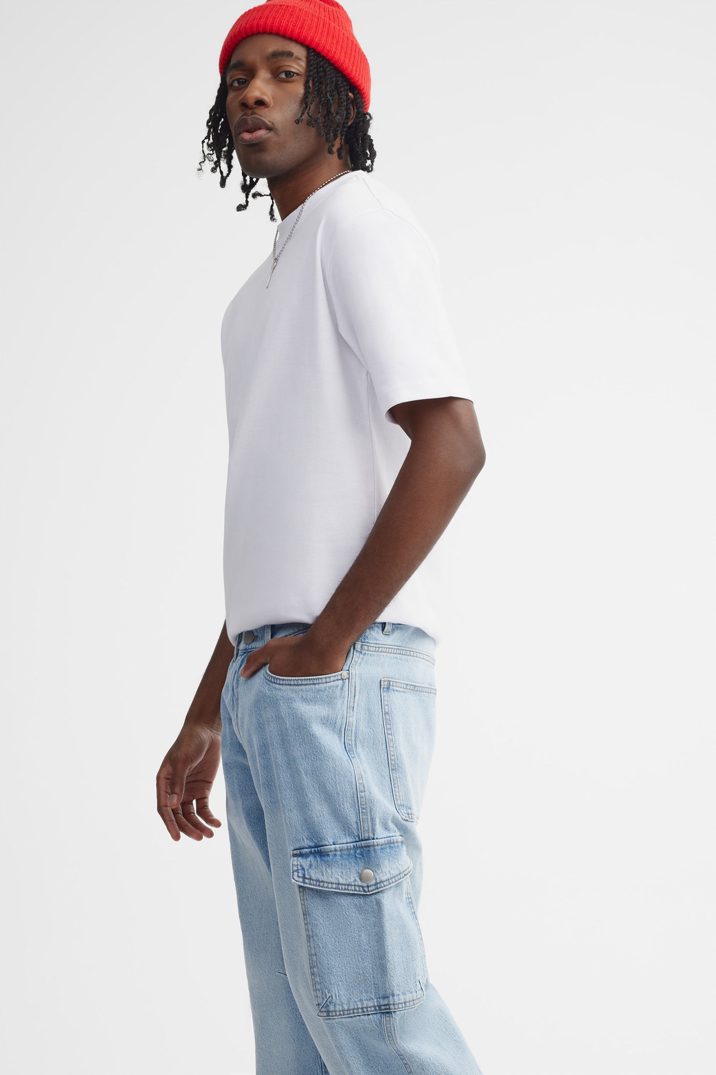 Jeans ''skater'' cargo - Homme && BLEU PALE