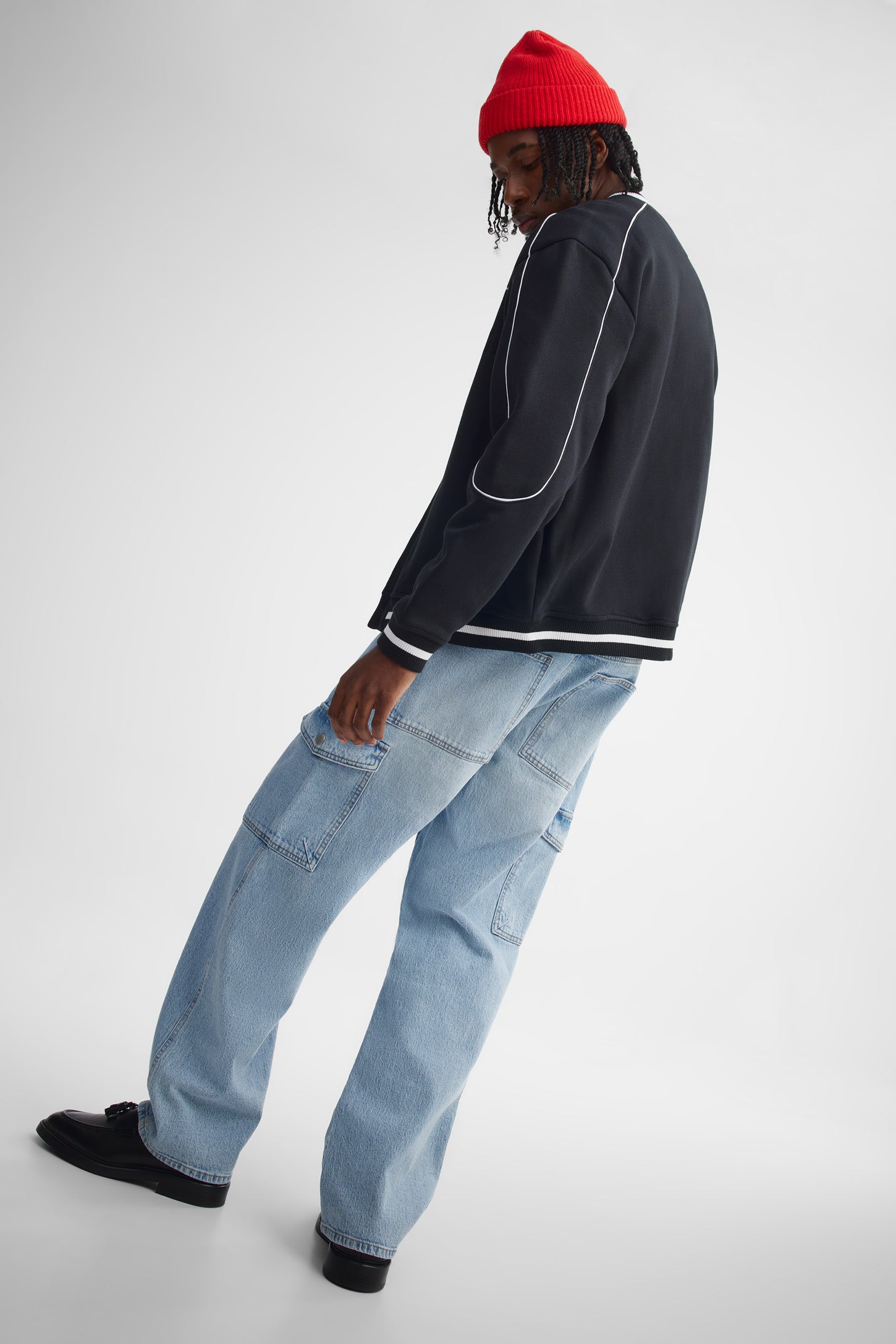 Jeans ''skater'' cargo - Homme && BLEU PALE