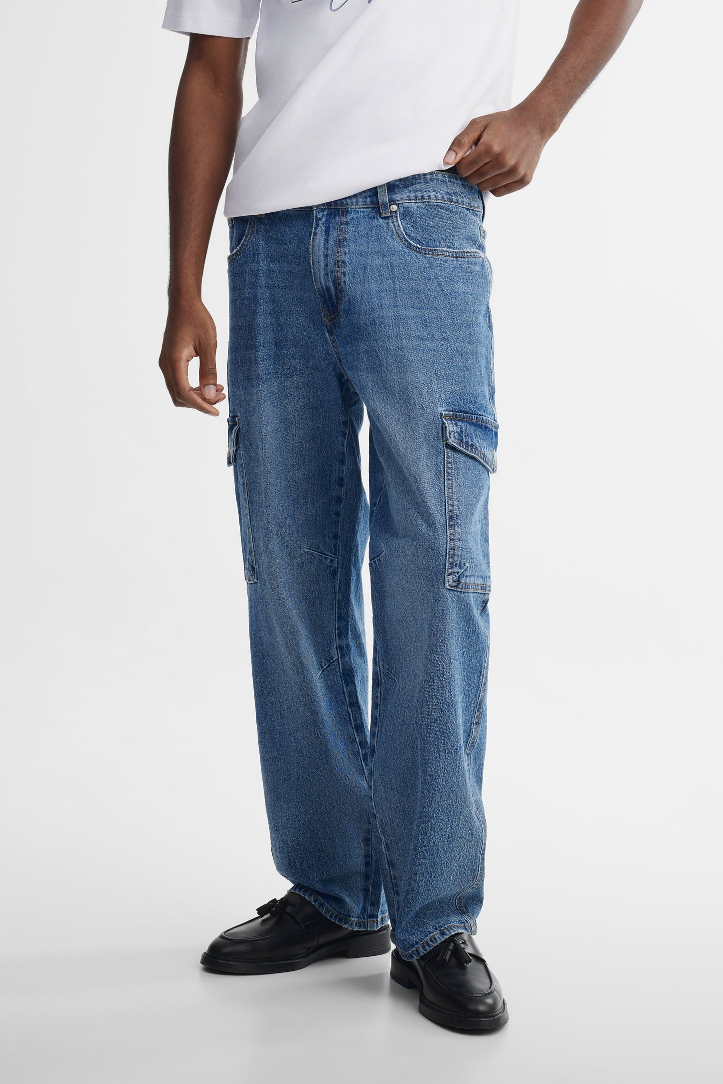 Jeans ''skater'' cargo - Homme && INDIGO