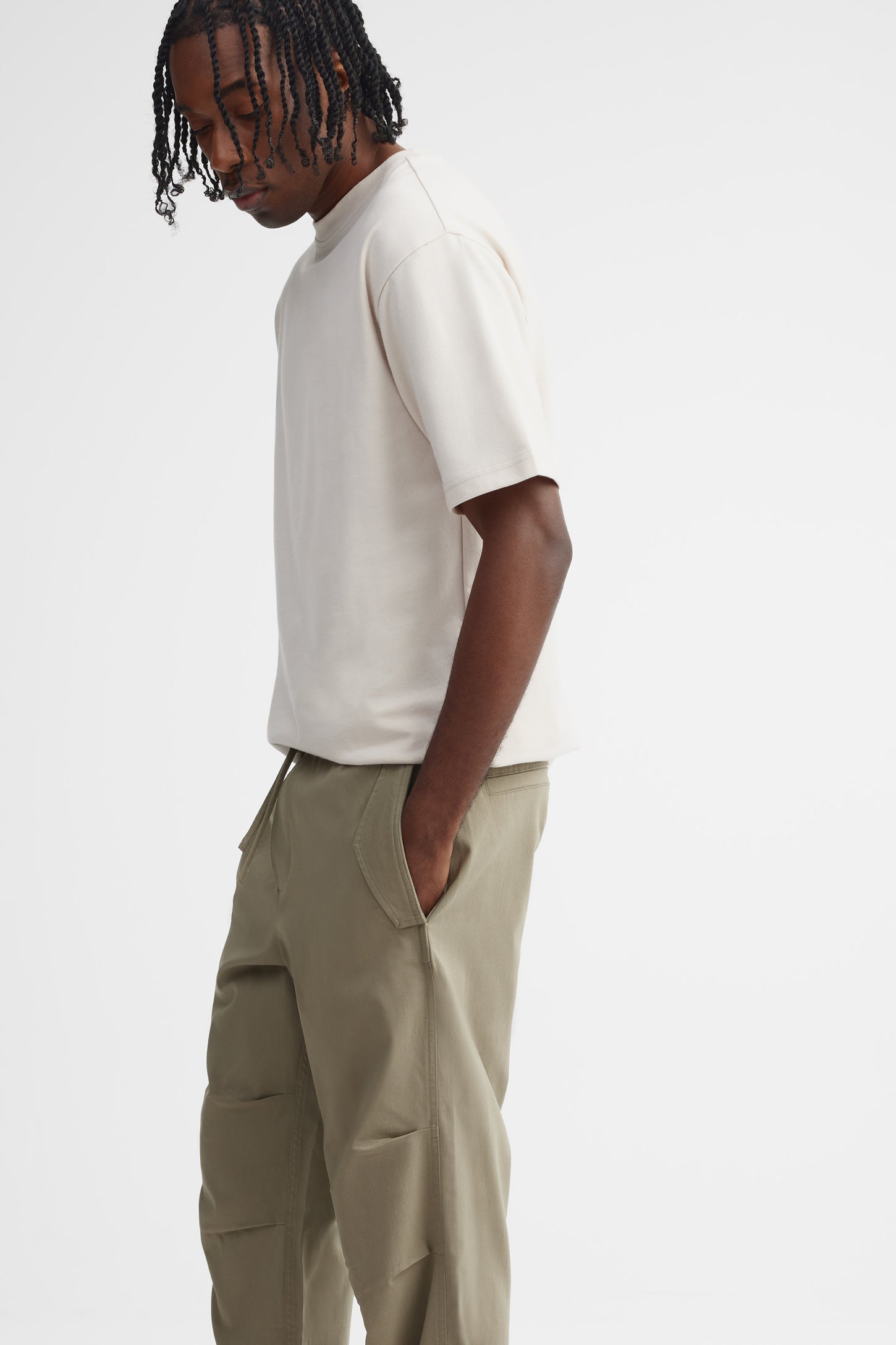 Pantalon parachute taille élastique - Homme && BEIGE