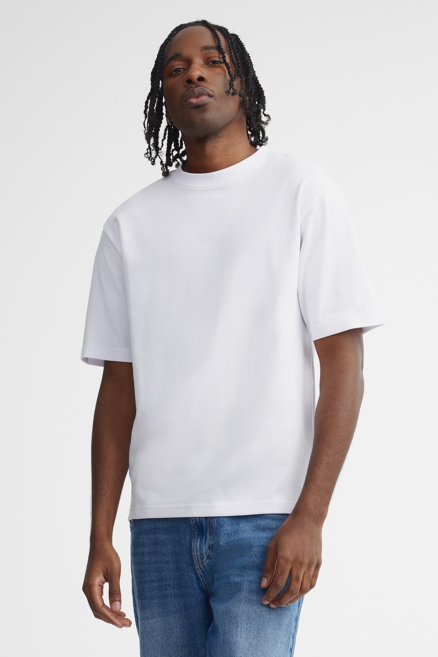 T-shirt col rond coton - Homme && BLANC