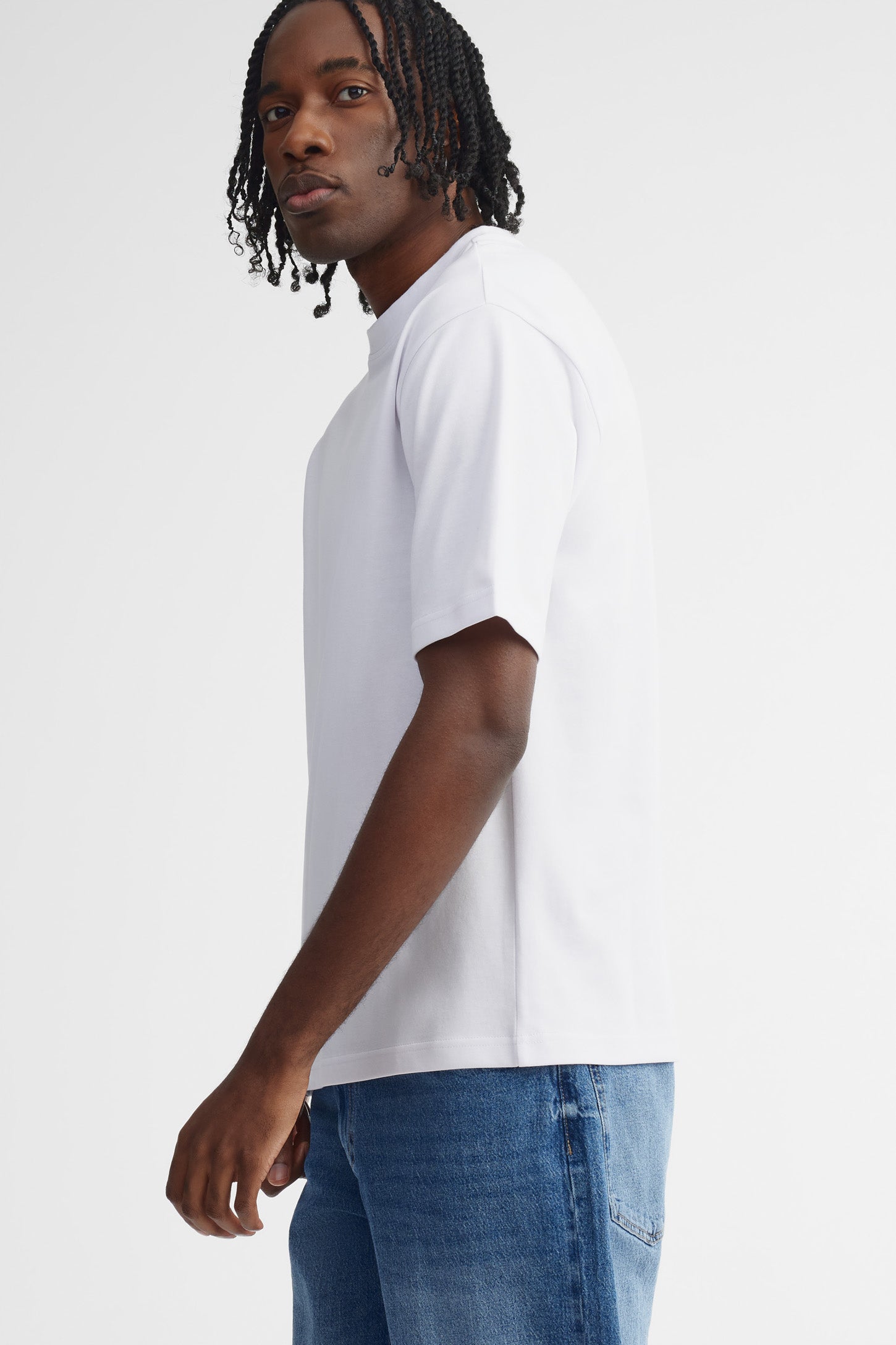 T-shirt col rond coton - Homme && BLANC