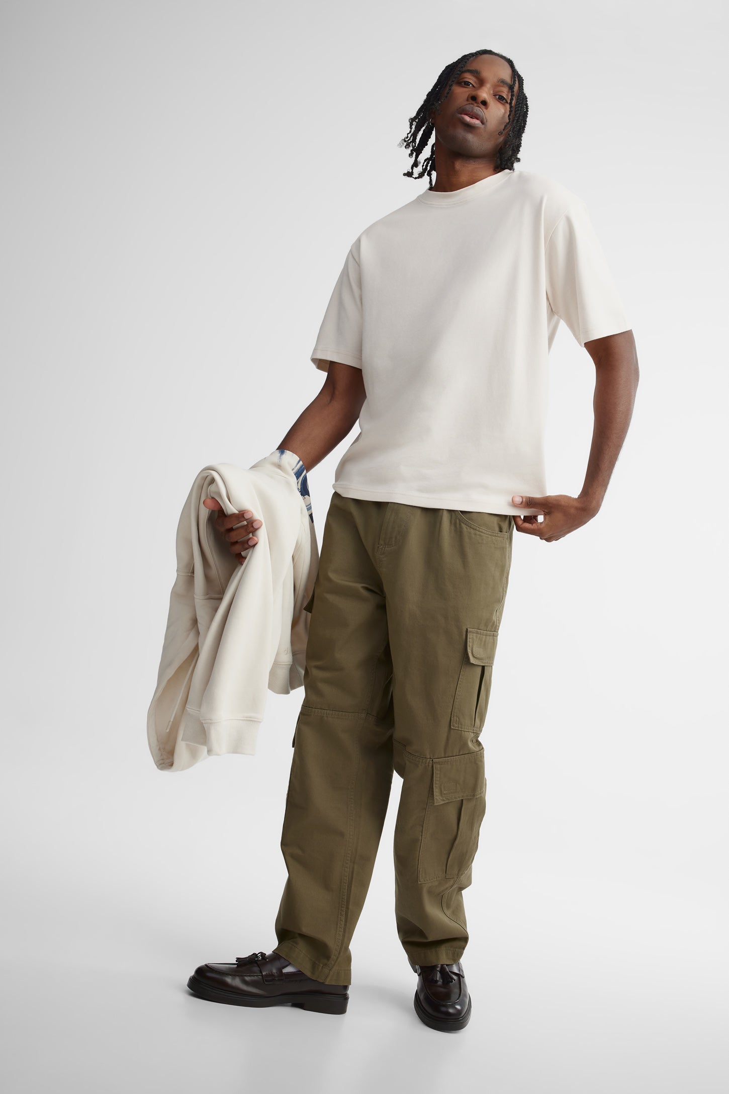 T-shirt col rond coton - Homme && BEIGE