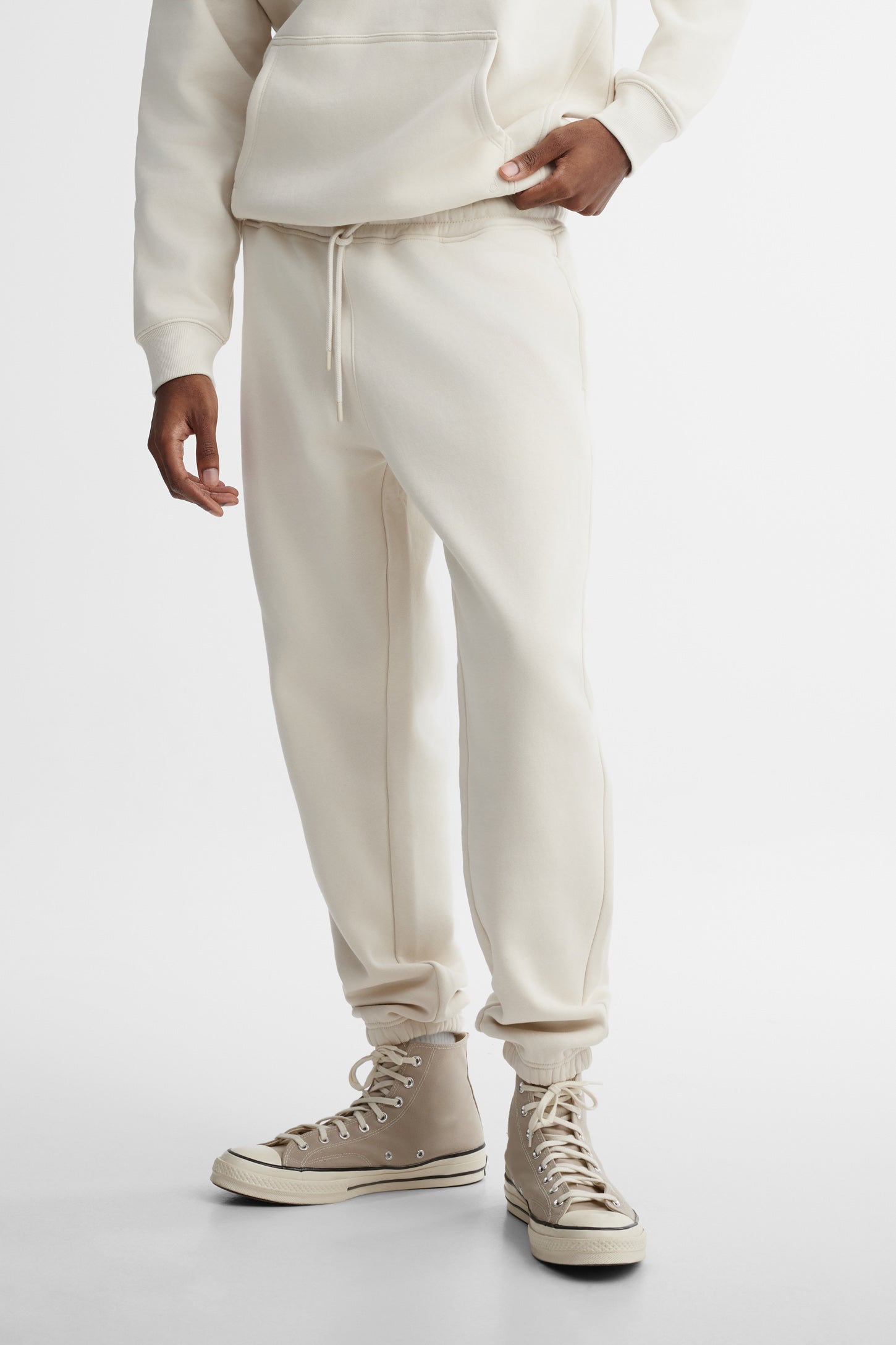 Pantalon jogger coton ouaté - Homme && BEIGE