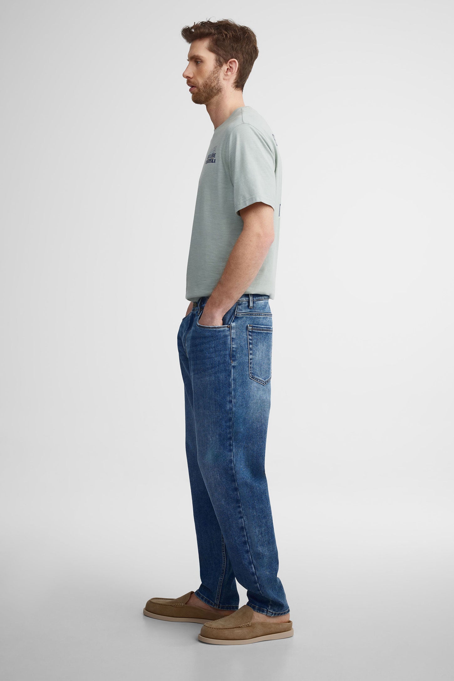Jeans jambe fuselée 32'' - Homme && BLEU MOYEN