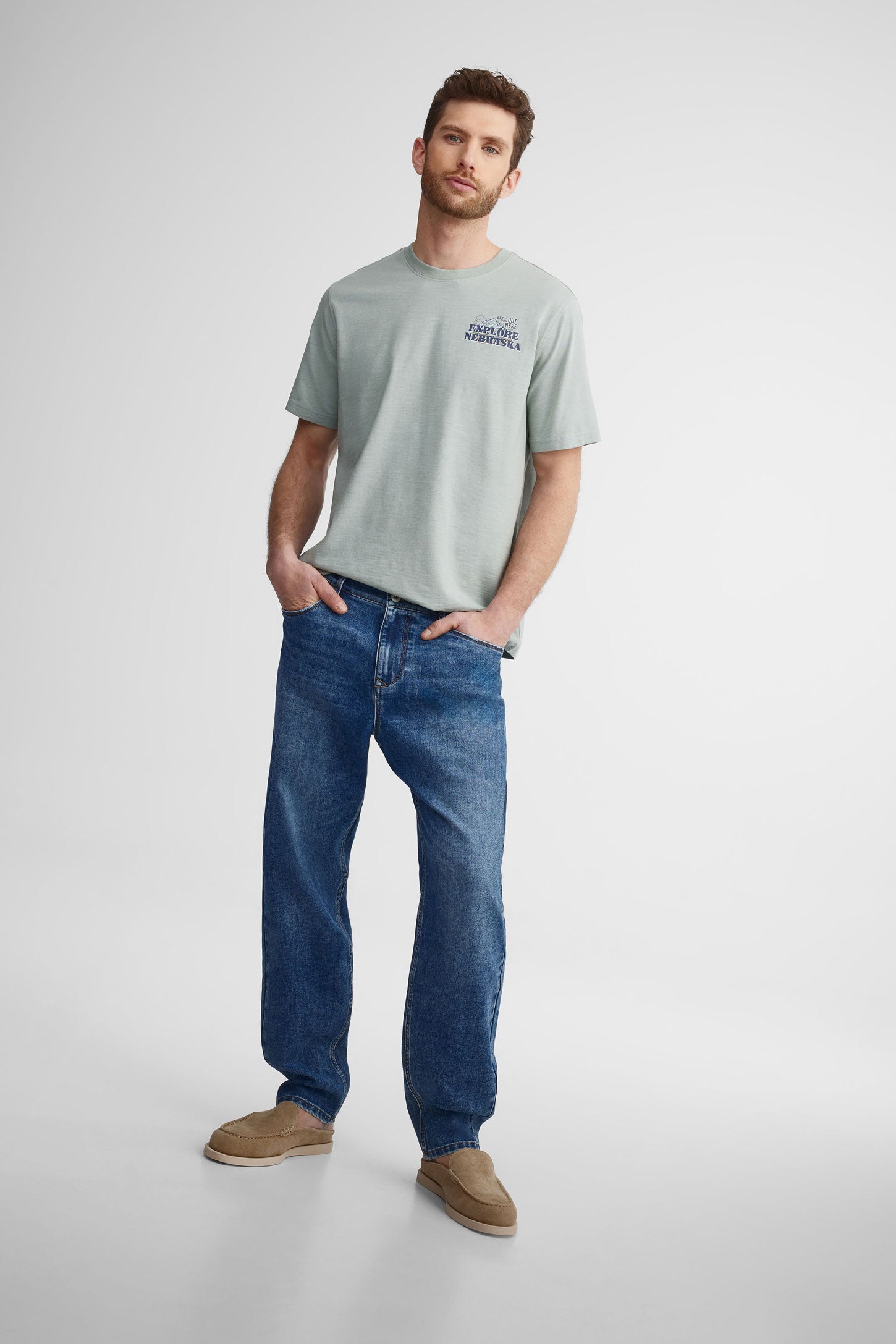 Jeans jambe fuselée 32'' - Homme && BLEU MOYEN